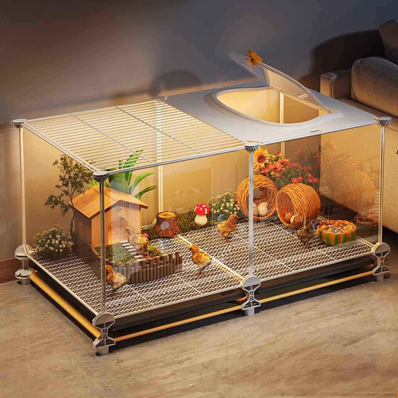 Rutin Chicken Breeding Box, Quail Coop, Ferret & Chinchilla Cage, Guinea Pig Cage, Transparent Viewing, Encrypted Foot Pads, Tray Design, 8 Sets