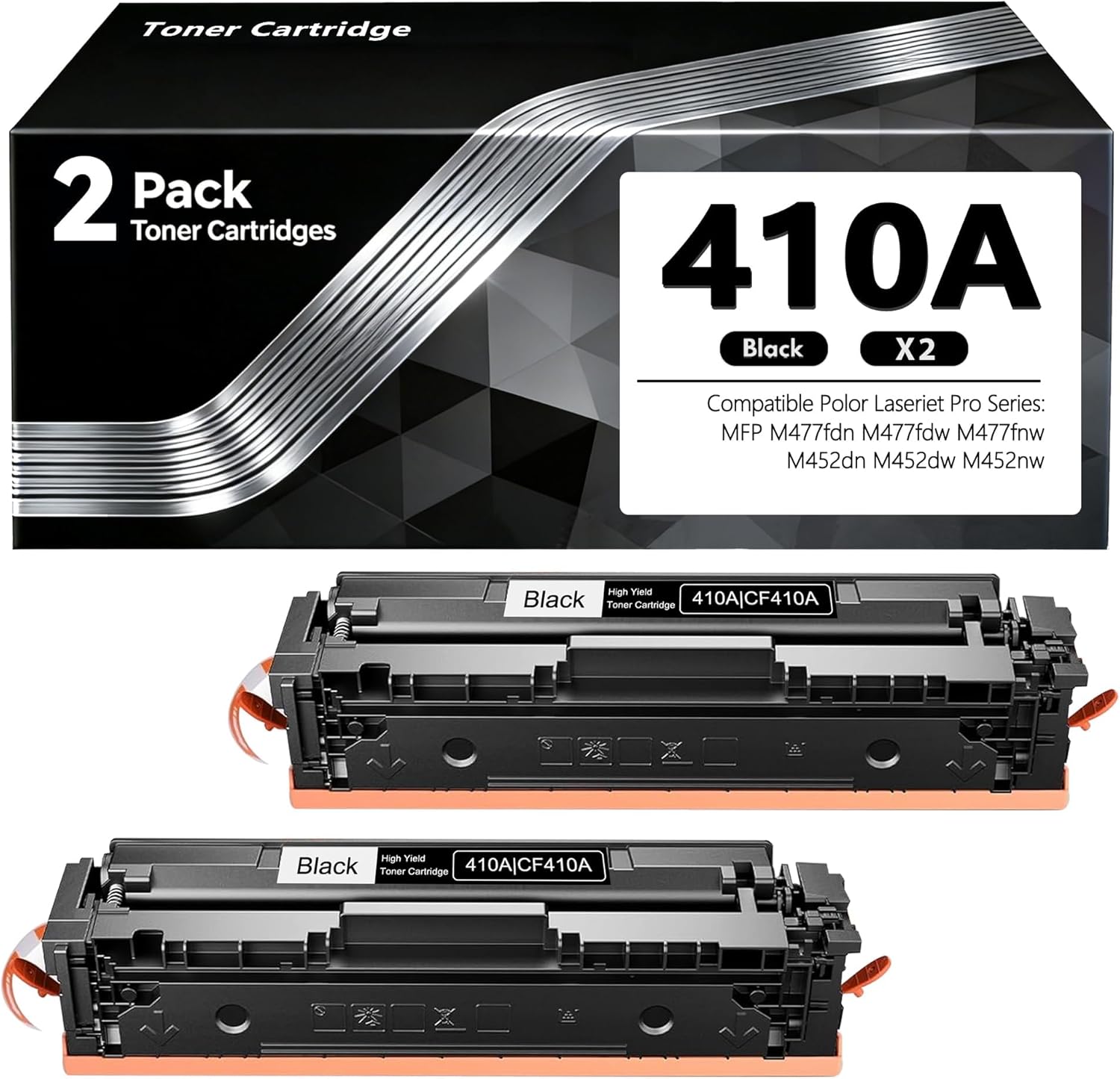 410A Black Toner Cartridges with Chip Replacement for HP 410A CF410A 410X Toner Color Laser Jet Pro MFP M477fnw Toner M477fdw M477fdn M452dn M452nw M477 M377 Printer