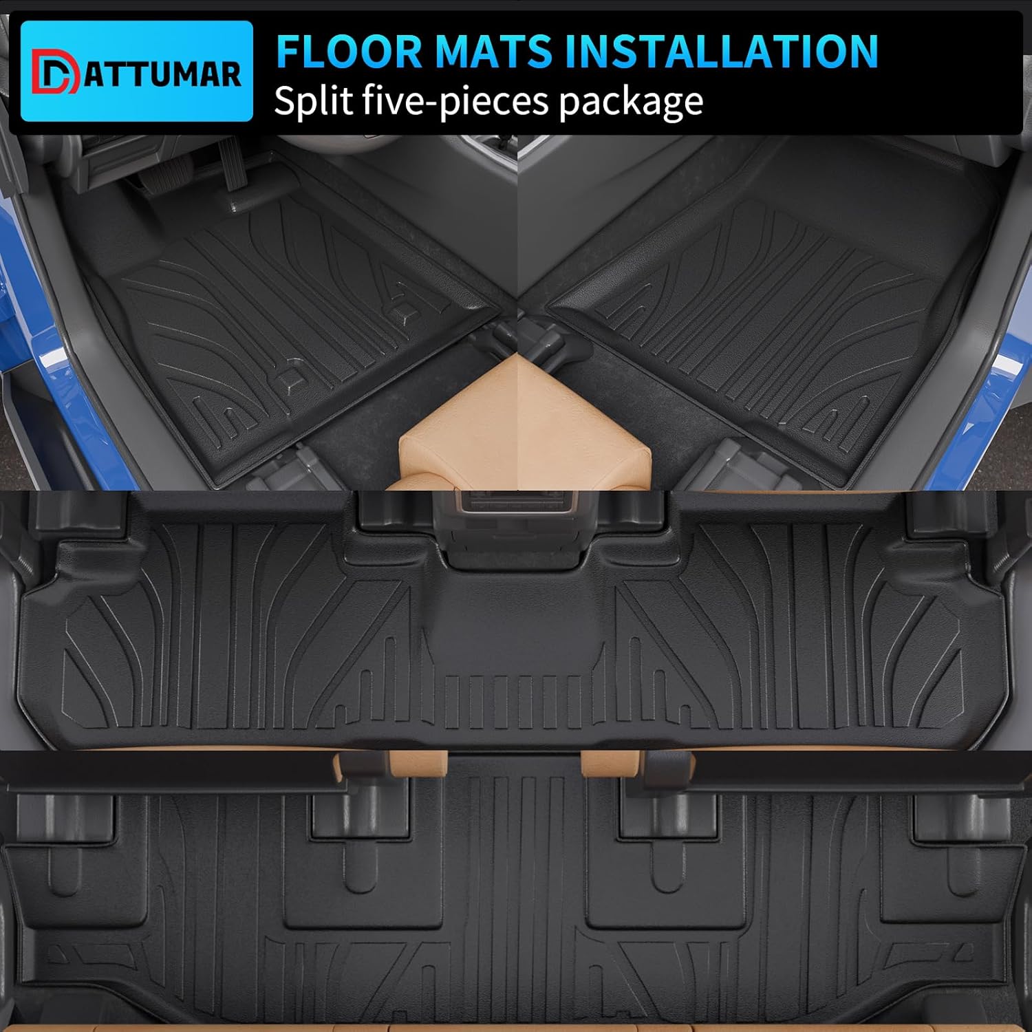 Floor Mats Compatible with 2019-2025 2026 Subaru Ascent 7 Seater Cargo Mat Trunk Mat Cargo Liner Kick Mats All Weather 2024 Ascent Accessories (Floor Mats+Trunk Mat+2nd&3rd Row Backrest Mats)