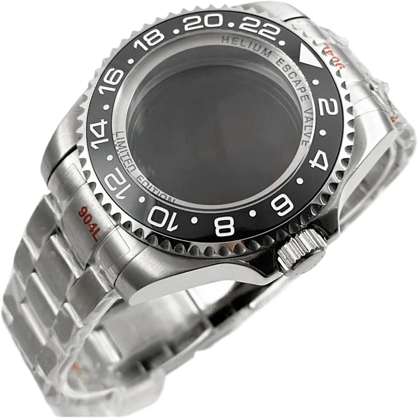 44MM NH35 NH36 NH34 NH38 NH39 NH70 NH72 Silver Sapphire Crystal Big Watch Case With Bracelet Compatible