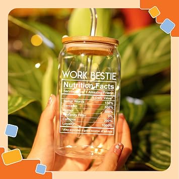 NewEleven Coffee Glass Mug, Christmas Gift, Clear, 16 Oz | For Coworkers, Friends, Bestie, Thank You Gift, Farewell Party, Unique Coworker Leaving Gift Ideas