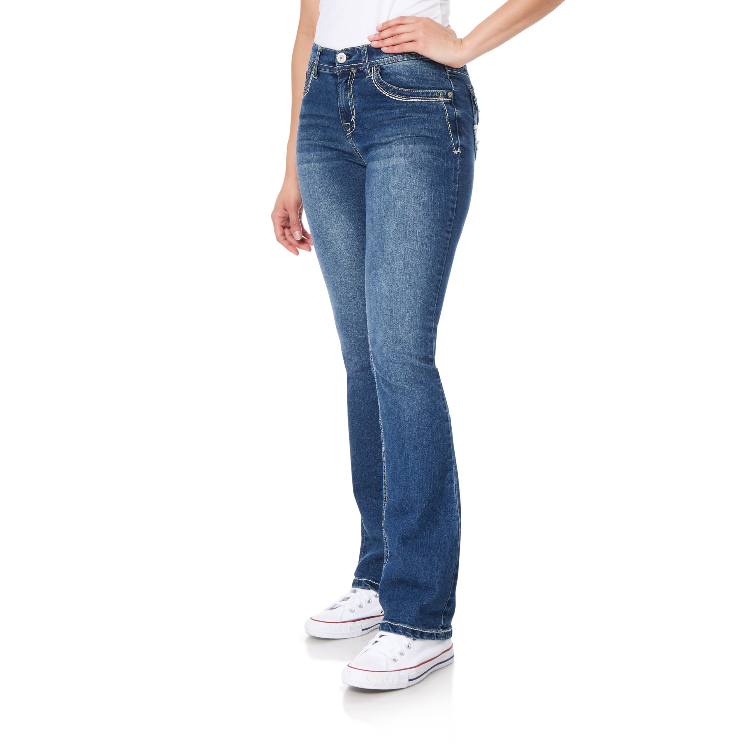 WallFlower Women's Legendary Bootcut Mid-Rise Insta Stretch Juniors Jeans (Standard and Plus), Size 0 to 24