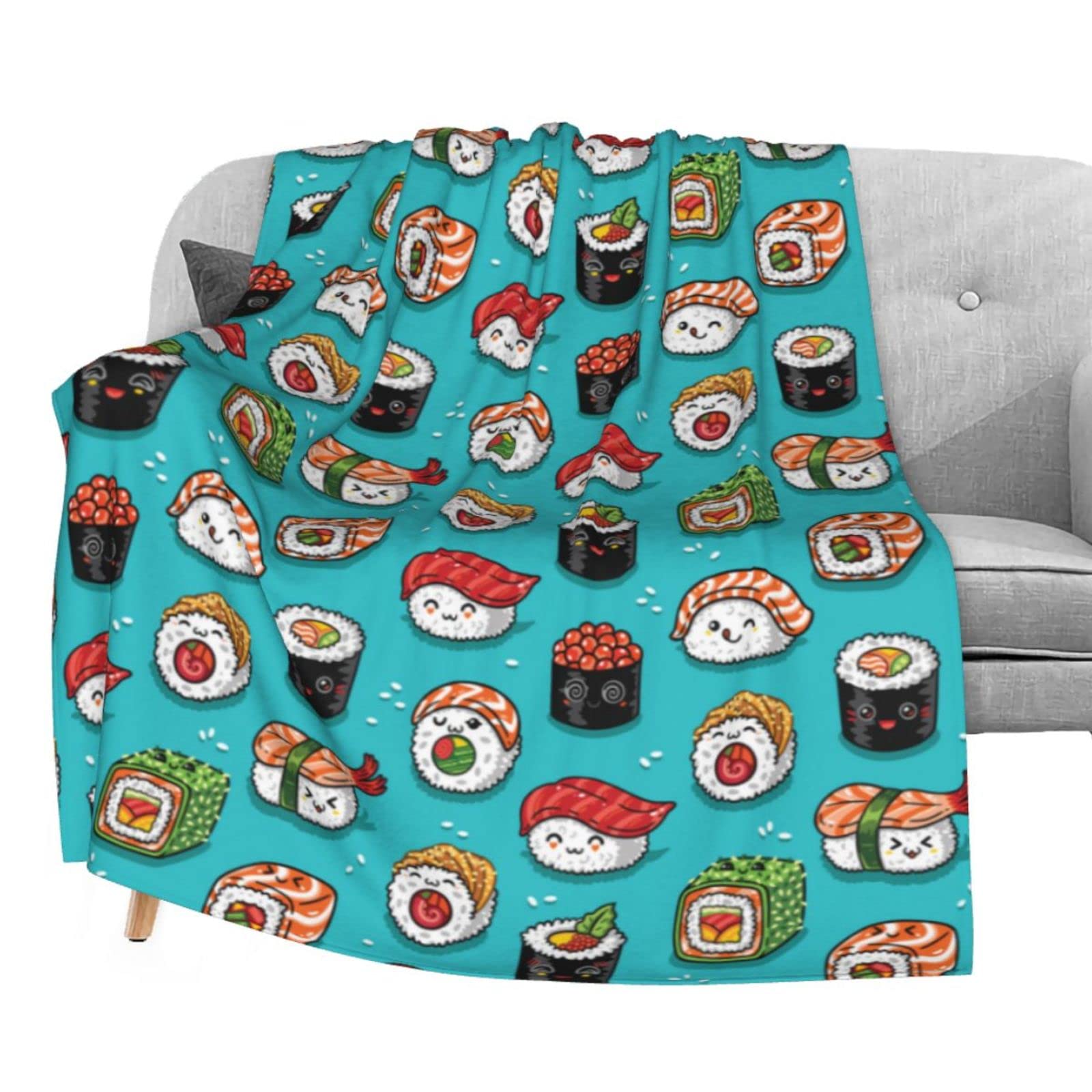 Dujiea Funny Food Sushi Flannel Fleece Throw Blanket 50
