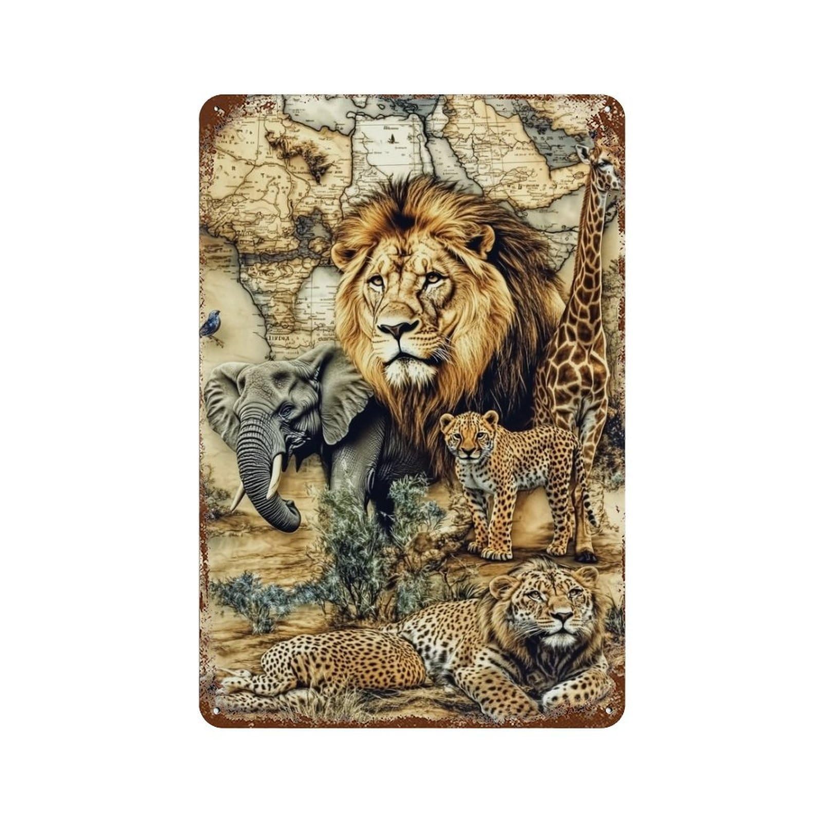 Wild Safari Adventure 11.8"x7.9" Retro Metal Sign, Shabby Chic Decor for Garage, Bar And Workshop Decor