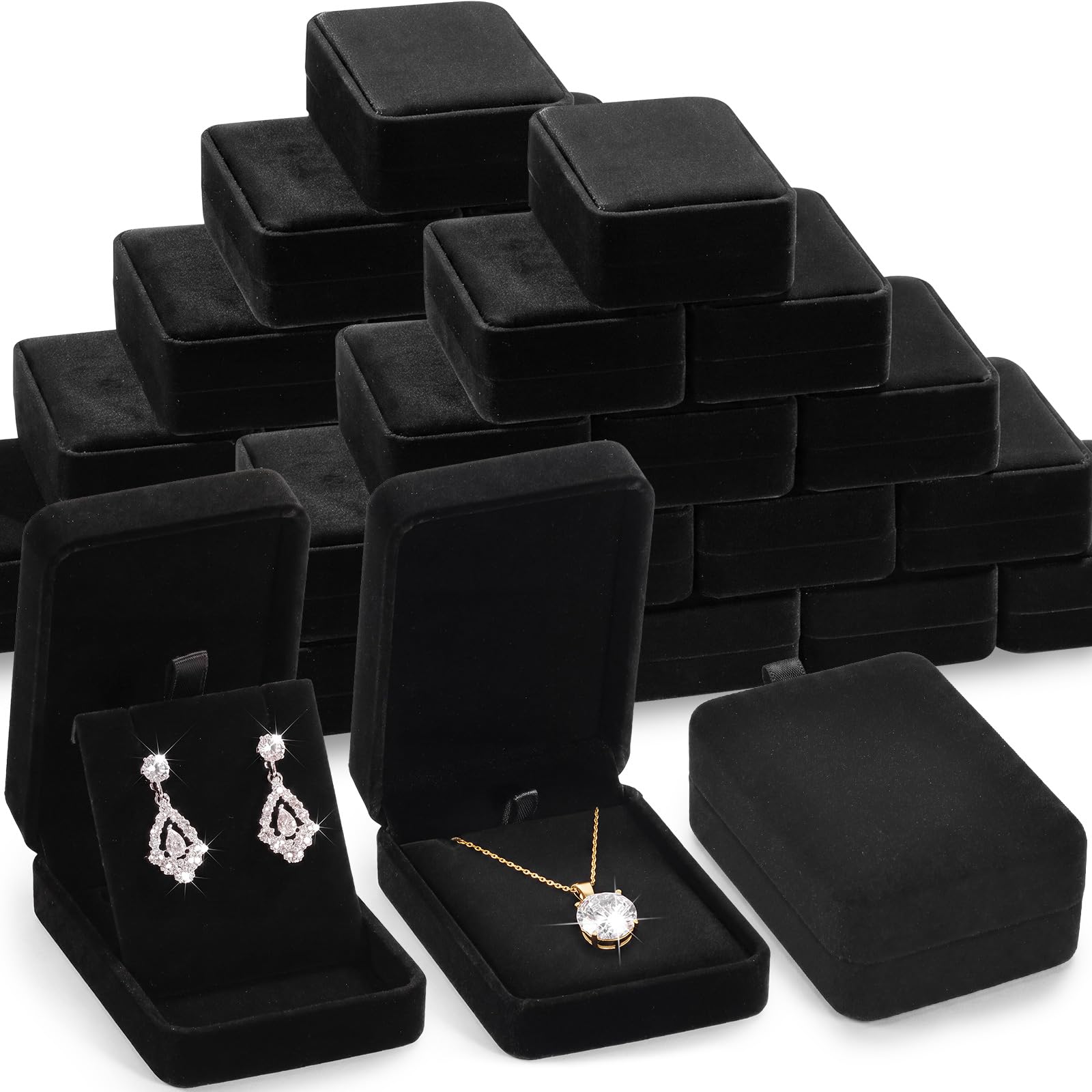 24 Stück Samt Schmuck-Geschenkboxen Halskette Ohrringe Business (Königsblau)