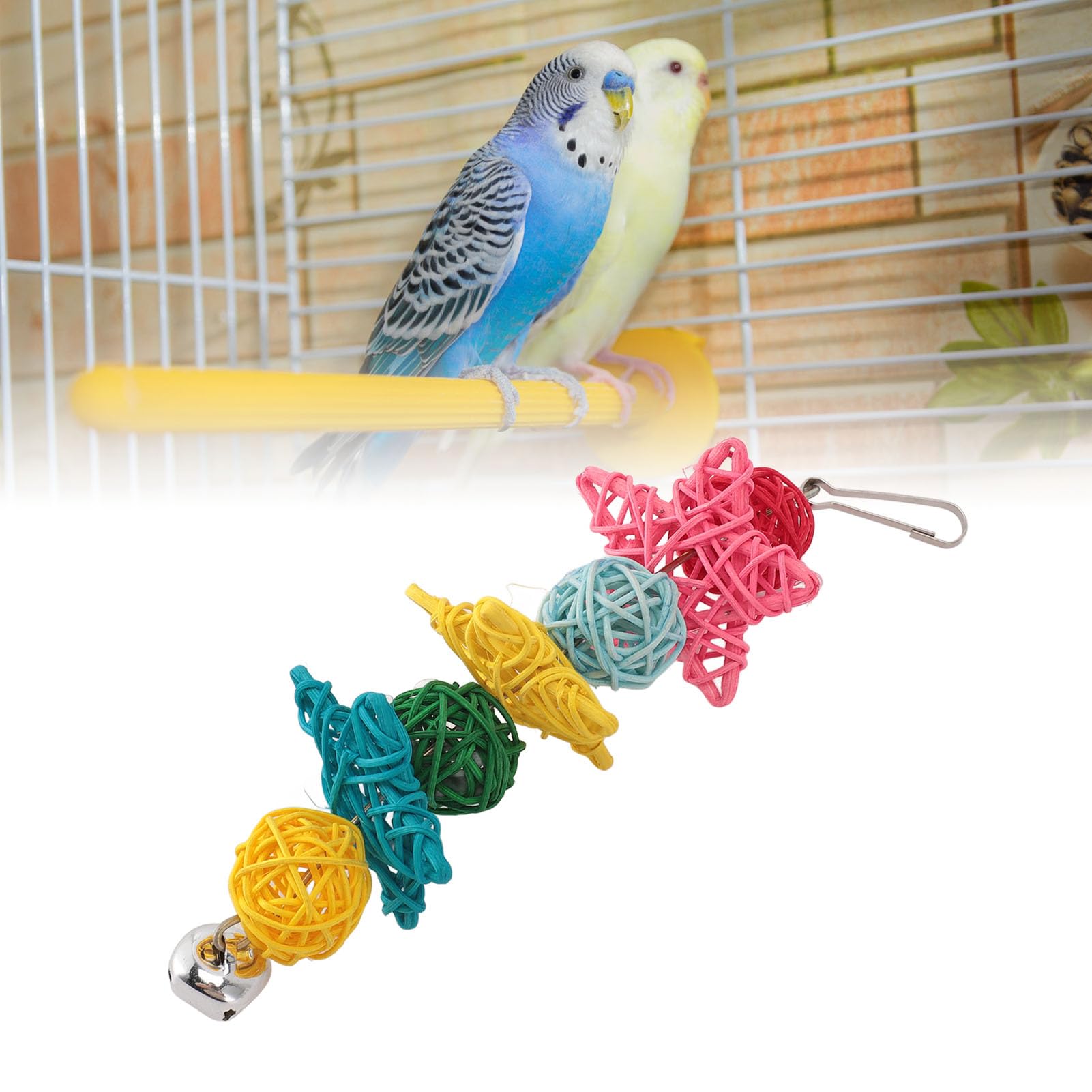 Colourful Bird Toy, Rattan Ball DIY Accessory Balls Bird Chew Toy Bird Cage Bite Toys for Parrots Budgies Parakeet - Image 3