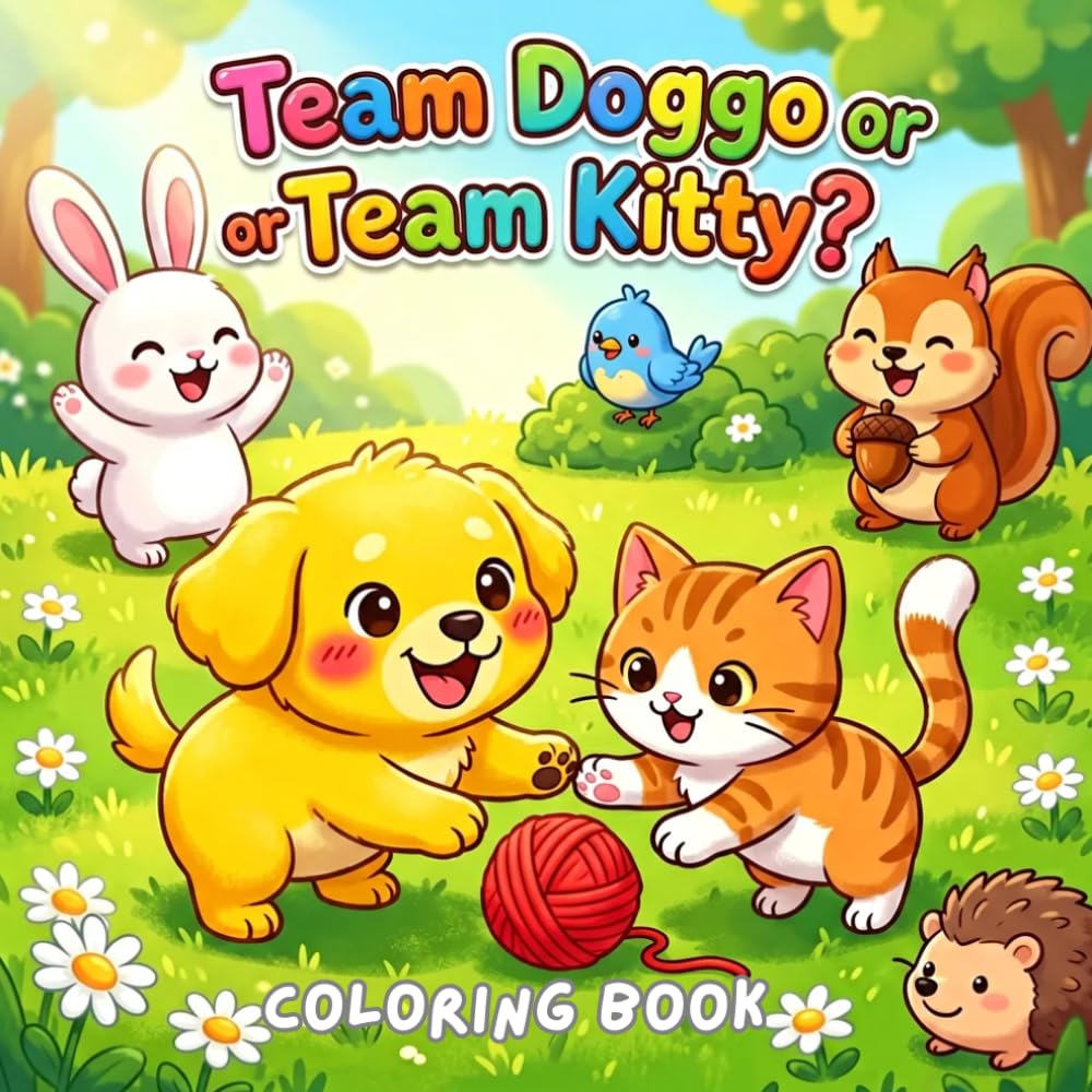 Team Doggo Or Team Kitty; Who WIll You Choose?: Color Your Favorite Little Animal Journey Together With Their Friends