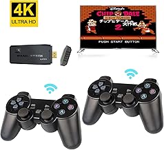 Kit 2 USB Controle Joystick Sem Fio, GENAI 4K Controlador Sem Fio, 2.4G Gamepad Sem Fio, Consoles de Vídeo Game, 32GB-3.500 Jogos Retro Clássicos Compatível PC Windows /PS1/TV/Projetor para Dia das Crianças