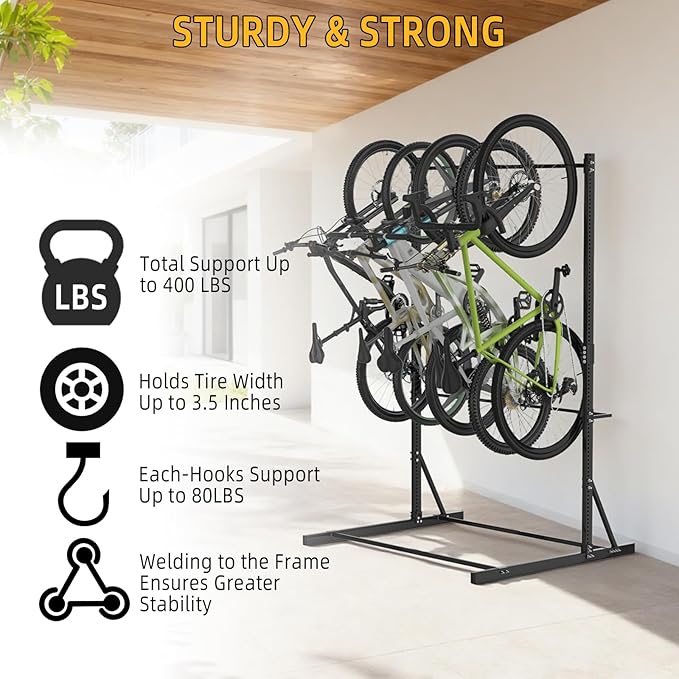 Soporte de pared para bicicletas FAHKNS, 5 bicicletas, vertical, acero miniatura 5