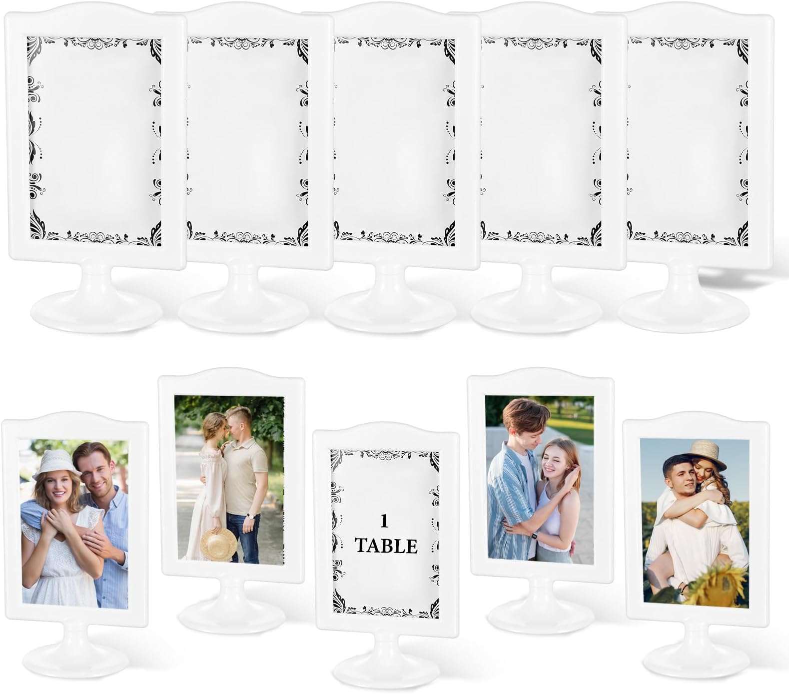 Sibba 10 Pack Double Sided Standing Picture Frames, 4x6 Inch Plastic Photo Frame Bulk White Picture Display Holder Two Sided Vertical Pictures Holder for Christmas Wedding Table Number Menu
