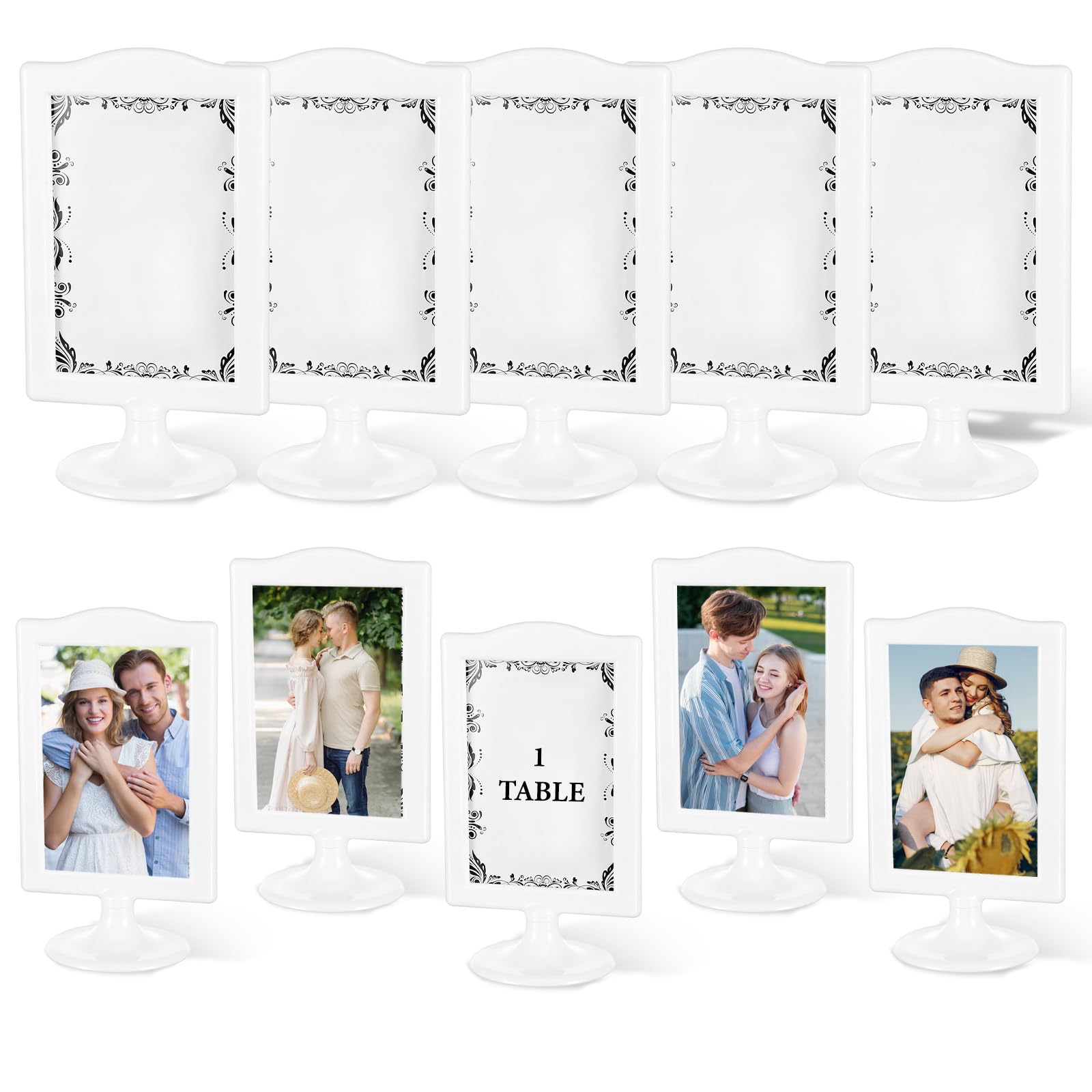 Sibba 10 Pack Double Sided Standing Picture Frames, 4x6 Inch Plastic Photo Frame Bulk White Picture Display Holder Two Sided Vertical Pictures Holder for Christmas Wedding Table Number Menu