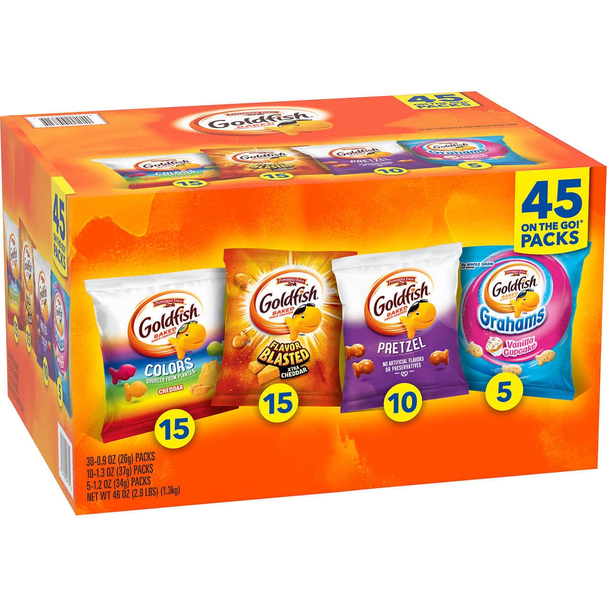 Pepperidge Farm Sweet Savory Goldfish Baked Snacks 45 CT Net Wt 46