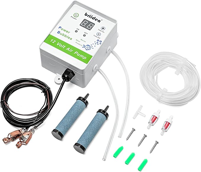 Aerator for Bait Bucket, Briidea 12 Volt Livewell Aerator Pump System