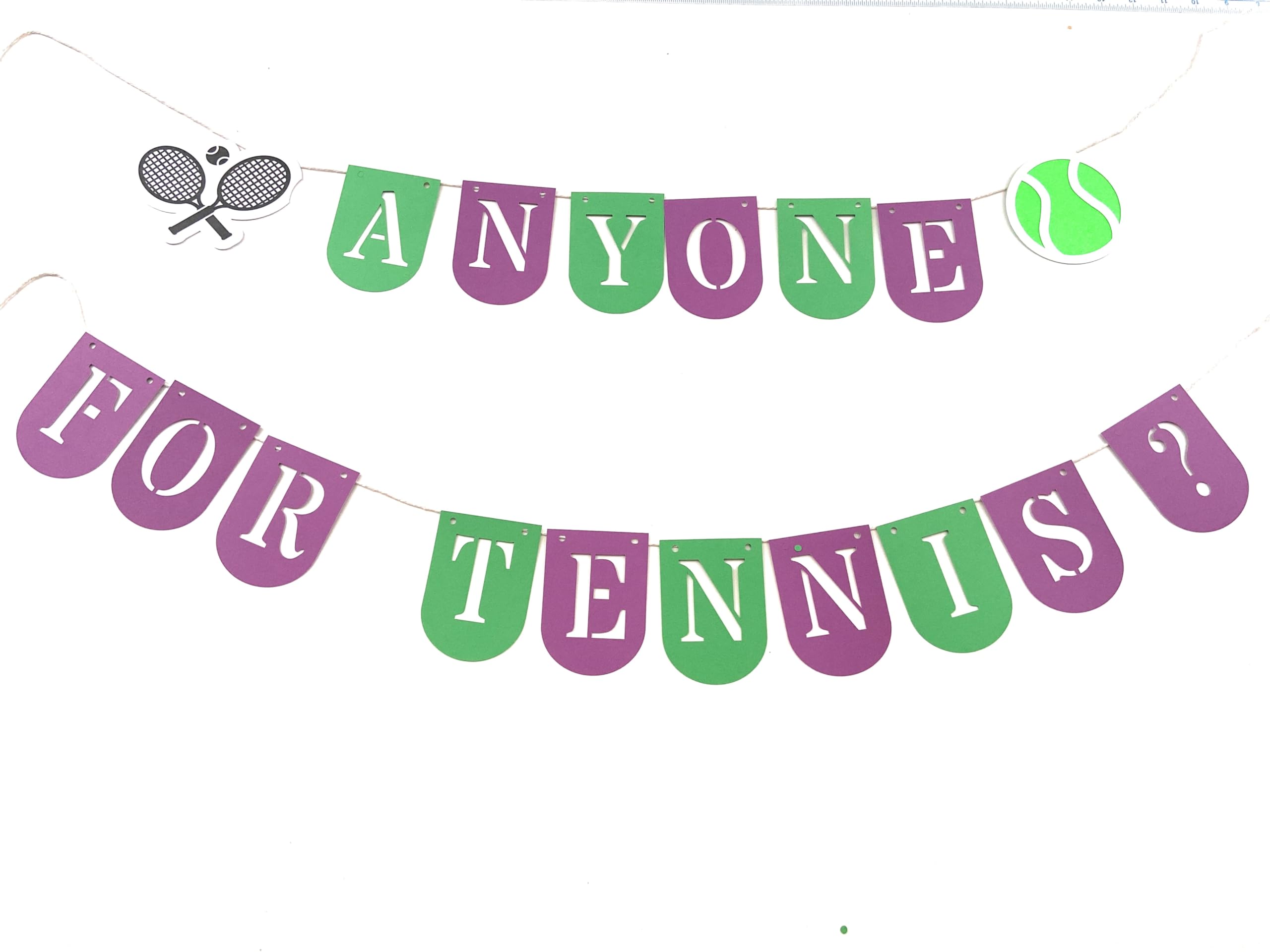 Tennis Bunting, Anyone for tennis party bunting, Tennis racket garland wall hanging sign decorations, colourful card letter bunting for walls, windows, pubs