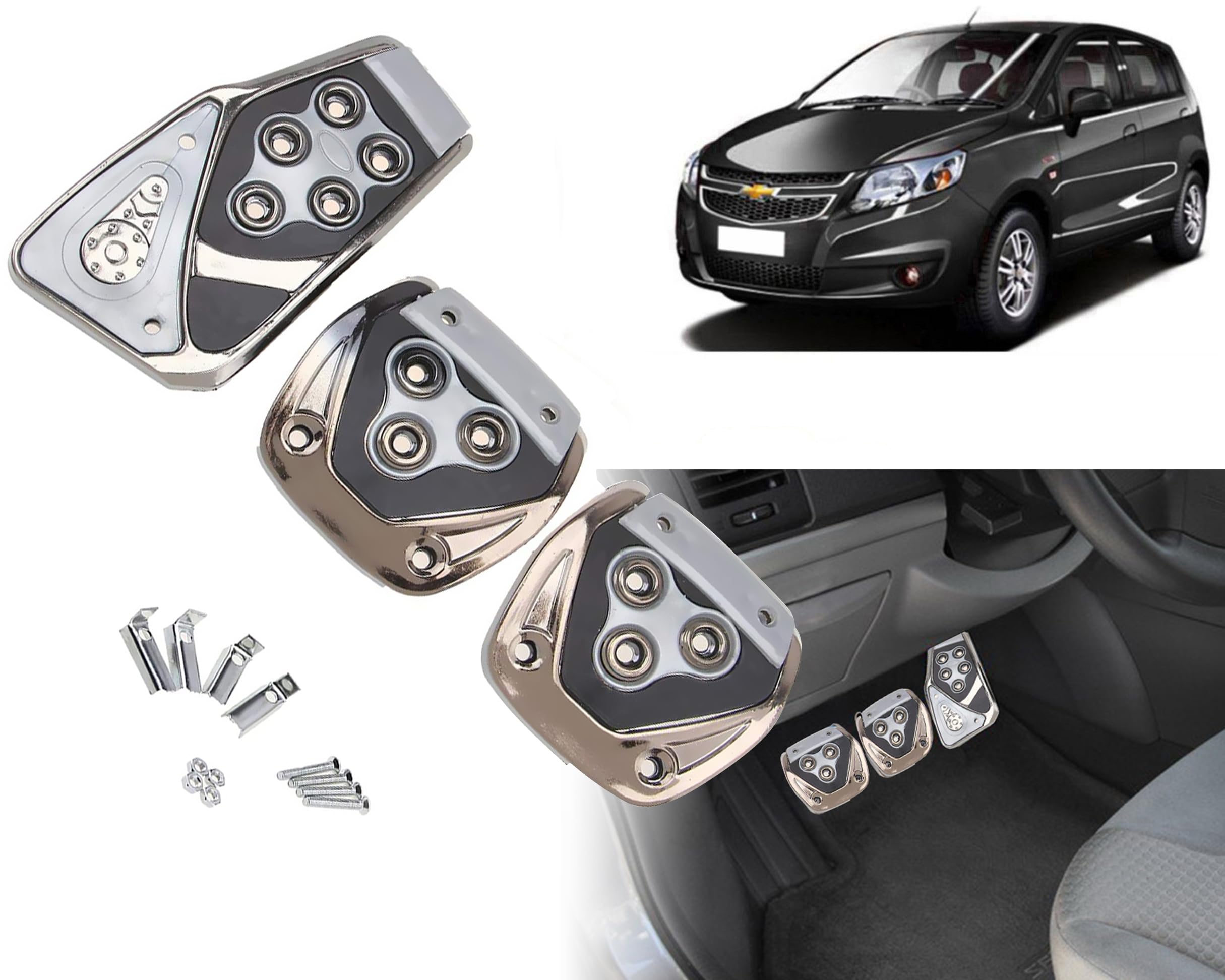 3 Pcs Silver Non-Slip Manual Car Pedals kit Pad Covers Set for Chevrolet Sail UVA-image-37