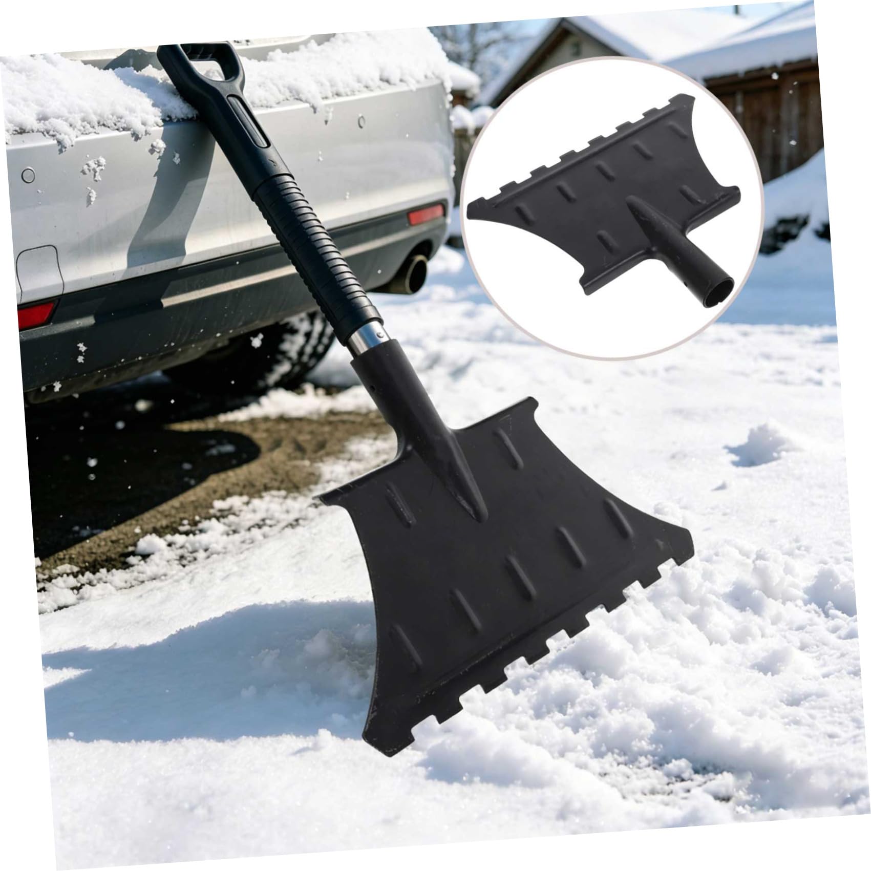 Beaupretty Pala Quitanieves, Pala de Nieve para Coche y Garaje, Acero al Manganeso, Mango Ergonómico, Amplia Superficie, para Eliminación de Hielo en Carretera y Retirada de Nieve en Áreas