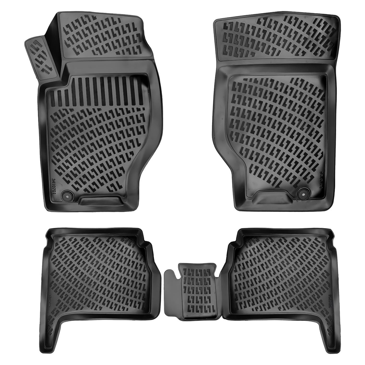 Trimak Dokładnie dopasowane dywaniki samochodowe 3D kompatybilne z Kia Sorento 1. Gen 2002 - 2009 akcesoria samochodowe 1. i 2. rząd dywaników gumowych samochodów TPE na każdą pogodę Bezzapachowe antypoślizgowe przód i tył czarne