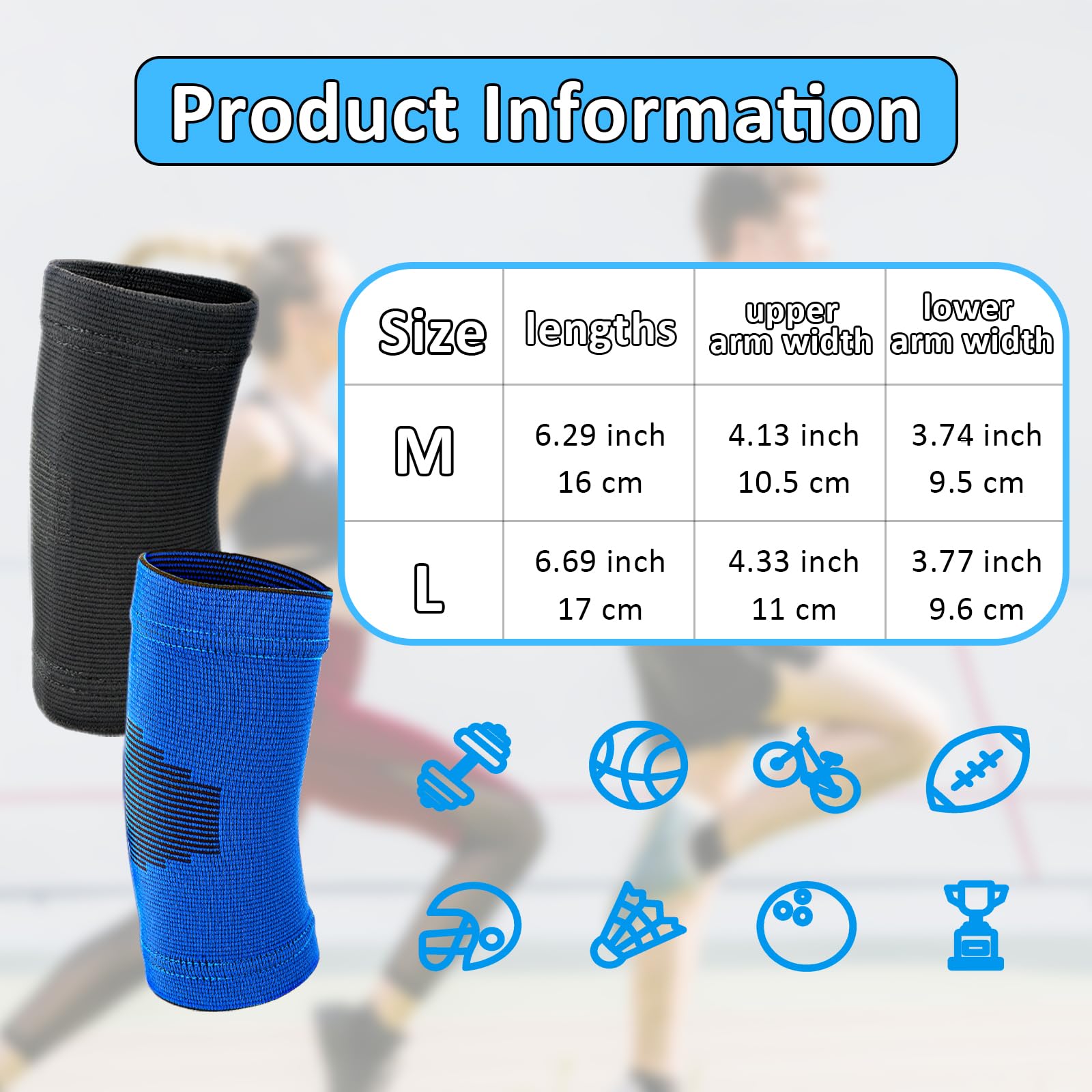 Sibba 2 Paia Gomito Bambini Compressione Palestra Braccio Traspirante Pallavolo Basket Tennis Sollevamento Pesi Sport