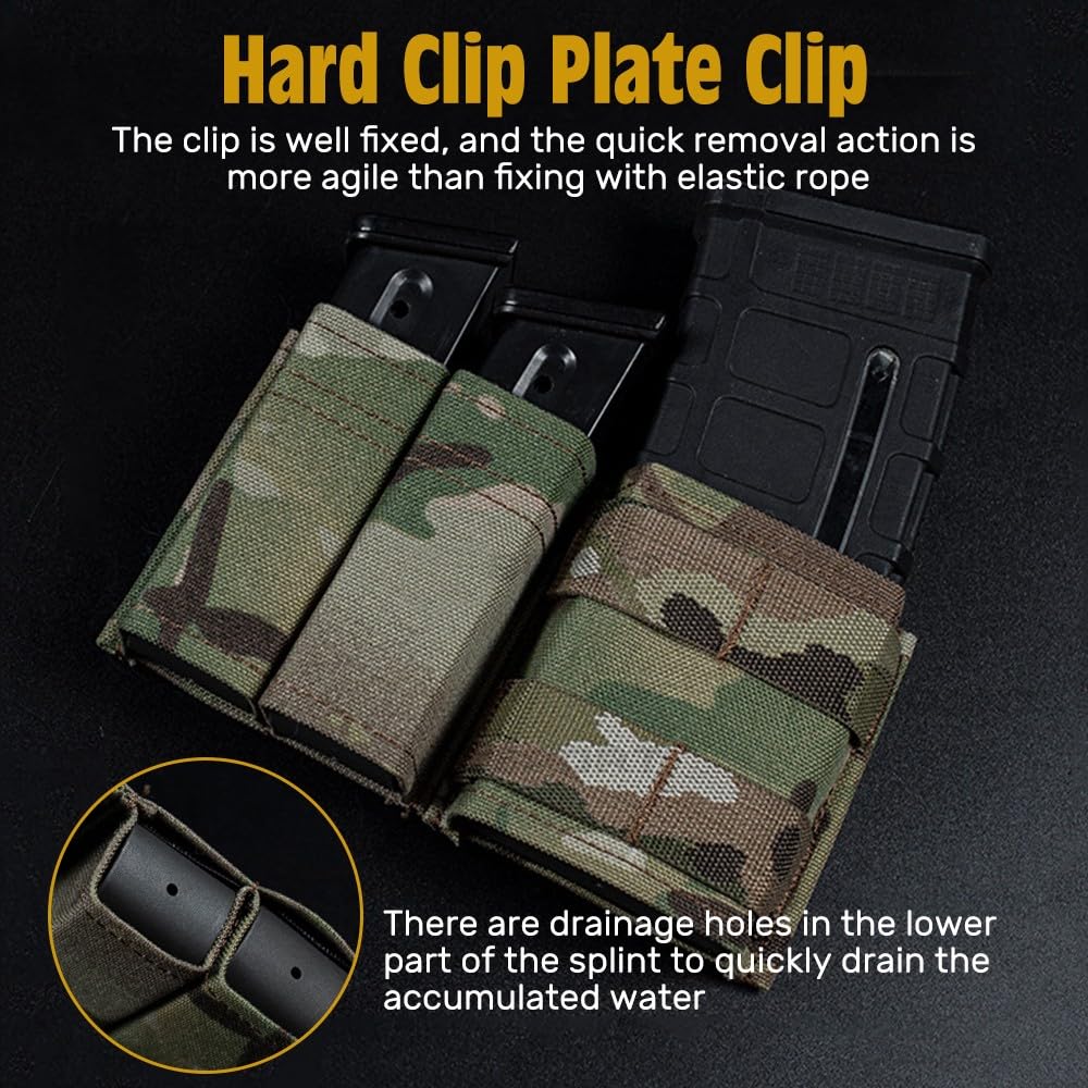 Jungle Leopard Bolsa for Cargador Molle de 9mm 5,56, Correa de Clip for Funda táctica Triple mag for cinturón, Caza, Paintball, Rifle, Pistola