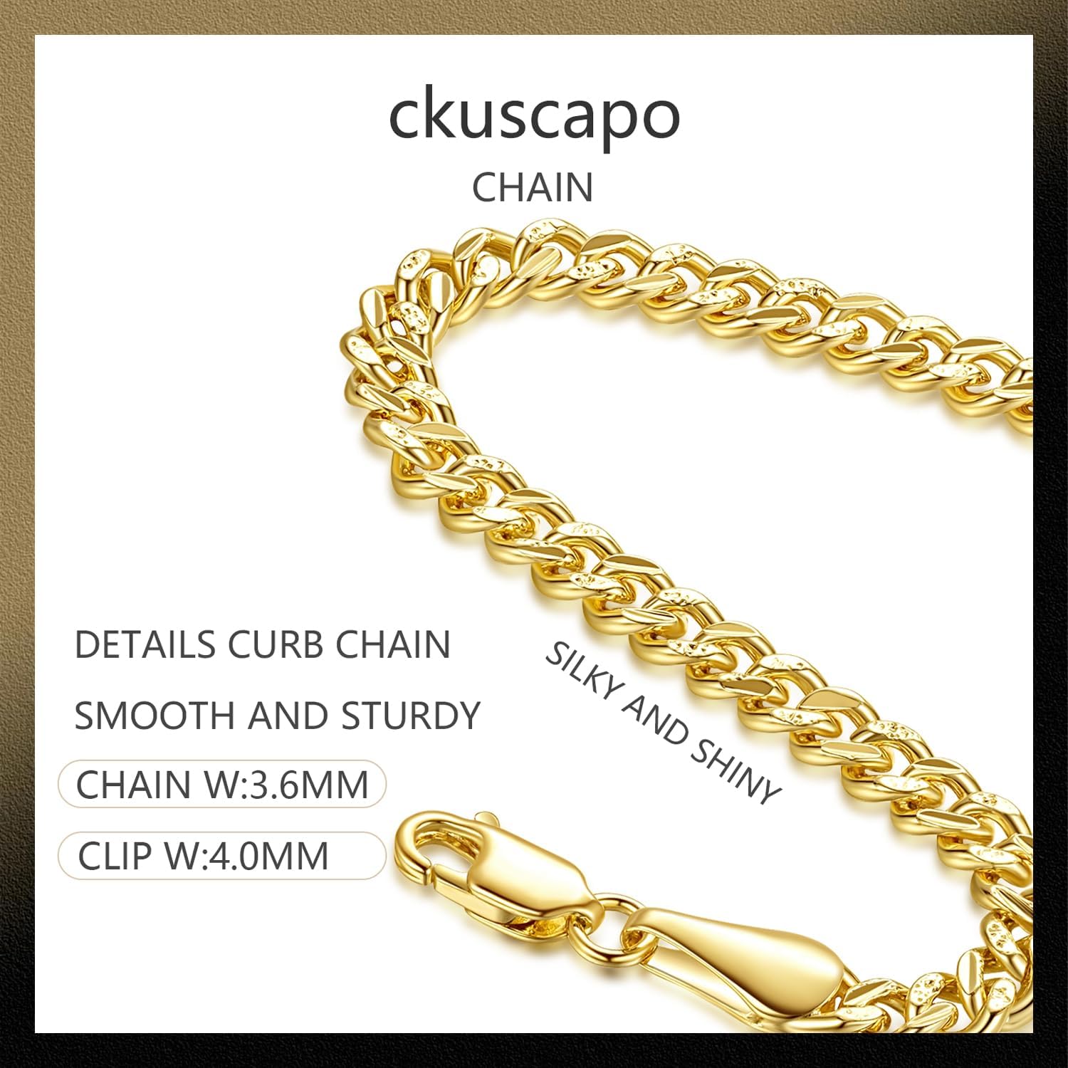 3.6MM 14K Gold Chain for Mens Cuban Link Chain Golden Jewelry for Womens Chunky Golden Necklace for Women Non Tarnish Mens Necklace Refined and Substantial 14K Gold Necklaces for Women Trendy 16-24IN - Image 2