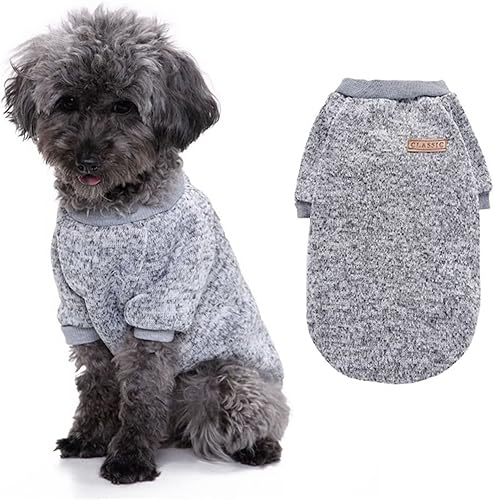 Suéter para perros pequeños y medianos, ropa cálida para cachorros, color gris, talla XL