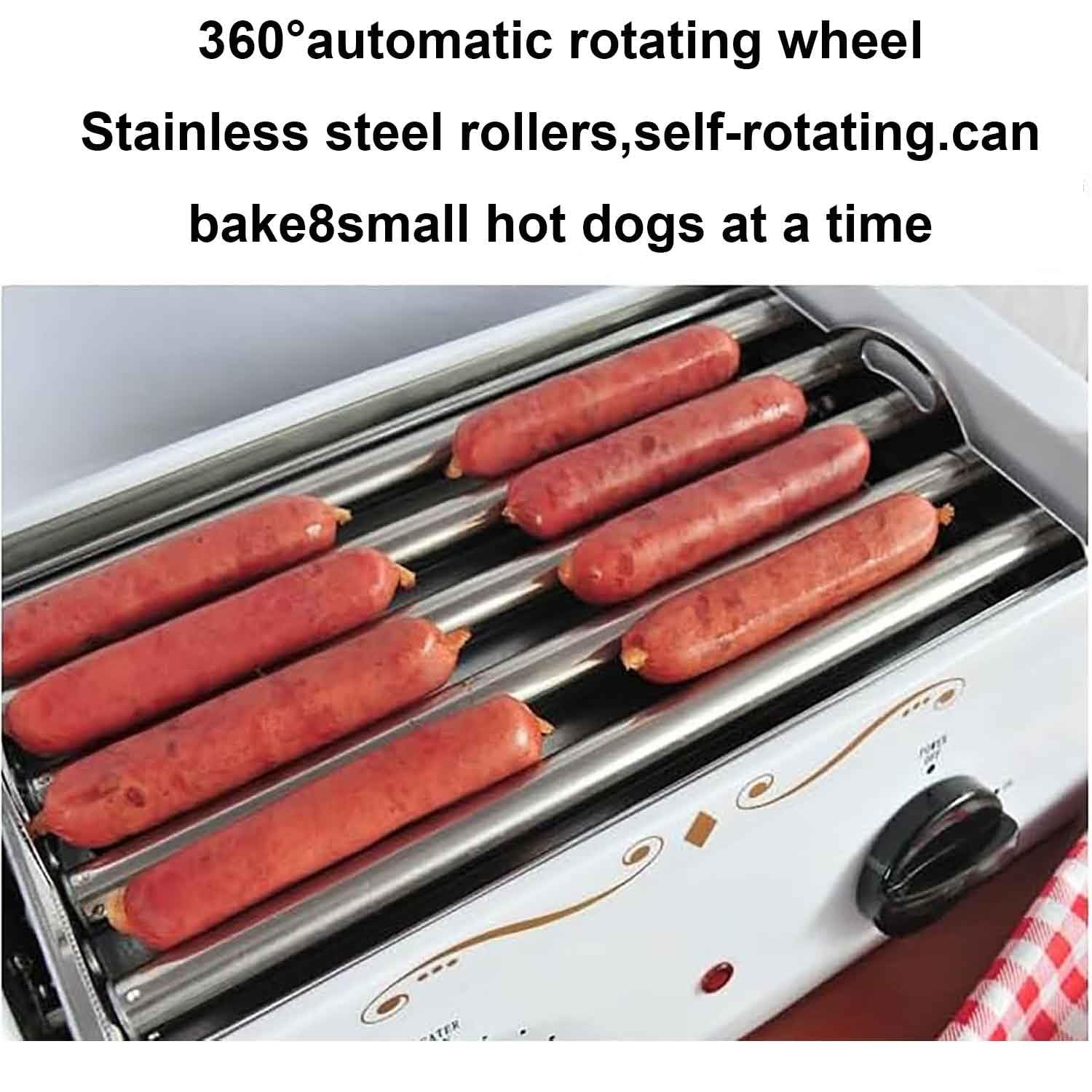 Hot Dog Machine - Máquina para perros calientes con control de temperatura de 10 engranajes con rodillo de aislamiento, capacidad para 8 perros calientes de tamaño regular, ideal para rollos de huevo