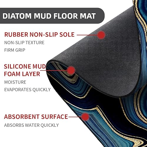 Miniatura 6 de Tapete de baño de tierra de diatomeas, suave, sin arrugas, antideslizante, súper absorbente, de secado rápido, para baño, cocina, tapete de puerta,