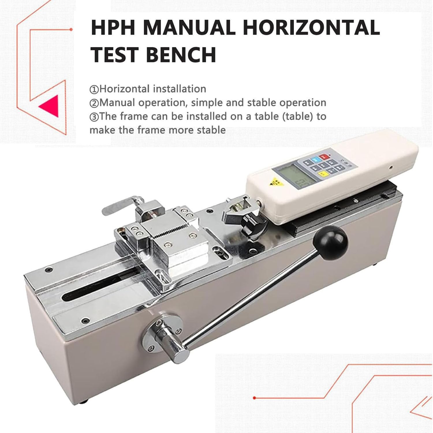Dinamómetro digital de fuerza de tracción de 500 N, dinamómetro horizontal manual digital de empuje y tracción HPH, comprobador de fuerza, equipo de prueba de fuerza con soporte de montaje