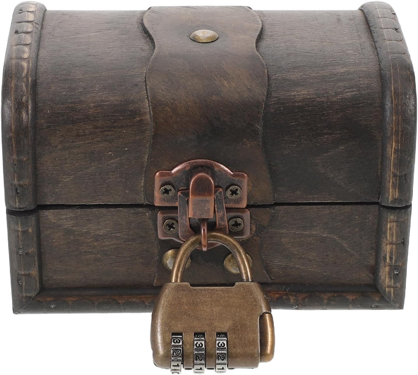 Alasum Vintage Wooden Jewelry Locker Safe Box with Combination Lock, Lightweight Decorative Treasure Chest Logic for Gaming Environments and Game Room Decor