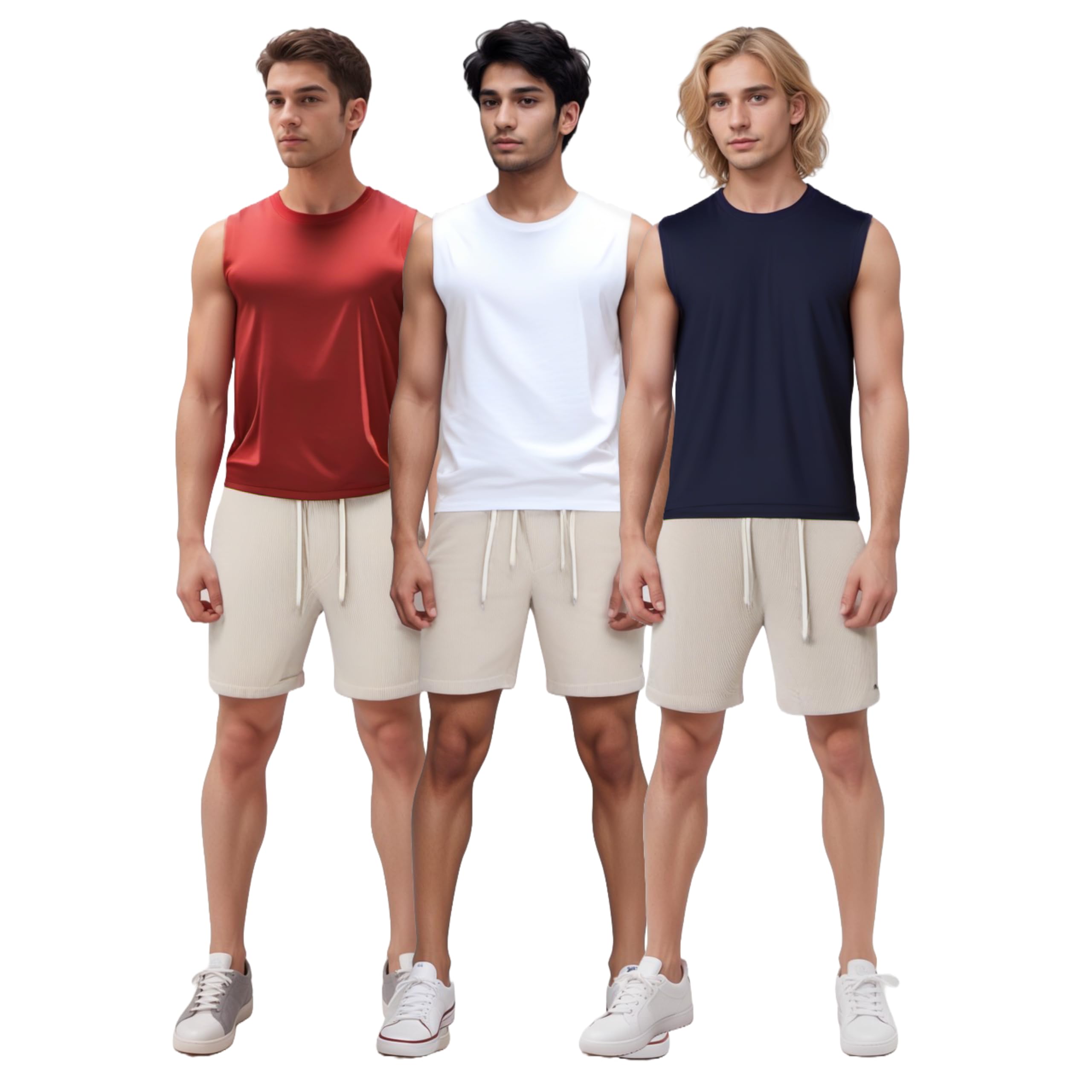 notwild Men's Summer Cotton Sleeveless T-Shirt Combo Pack of 3 Regular Fit Round Neck Tees for Boy's Size S to 2XL-picture-34