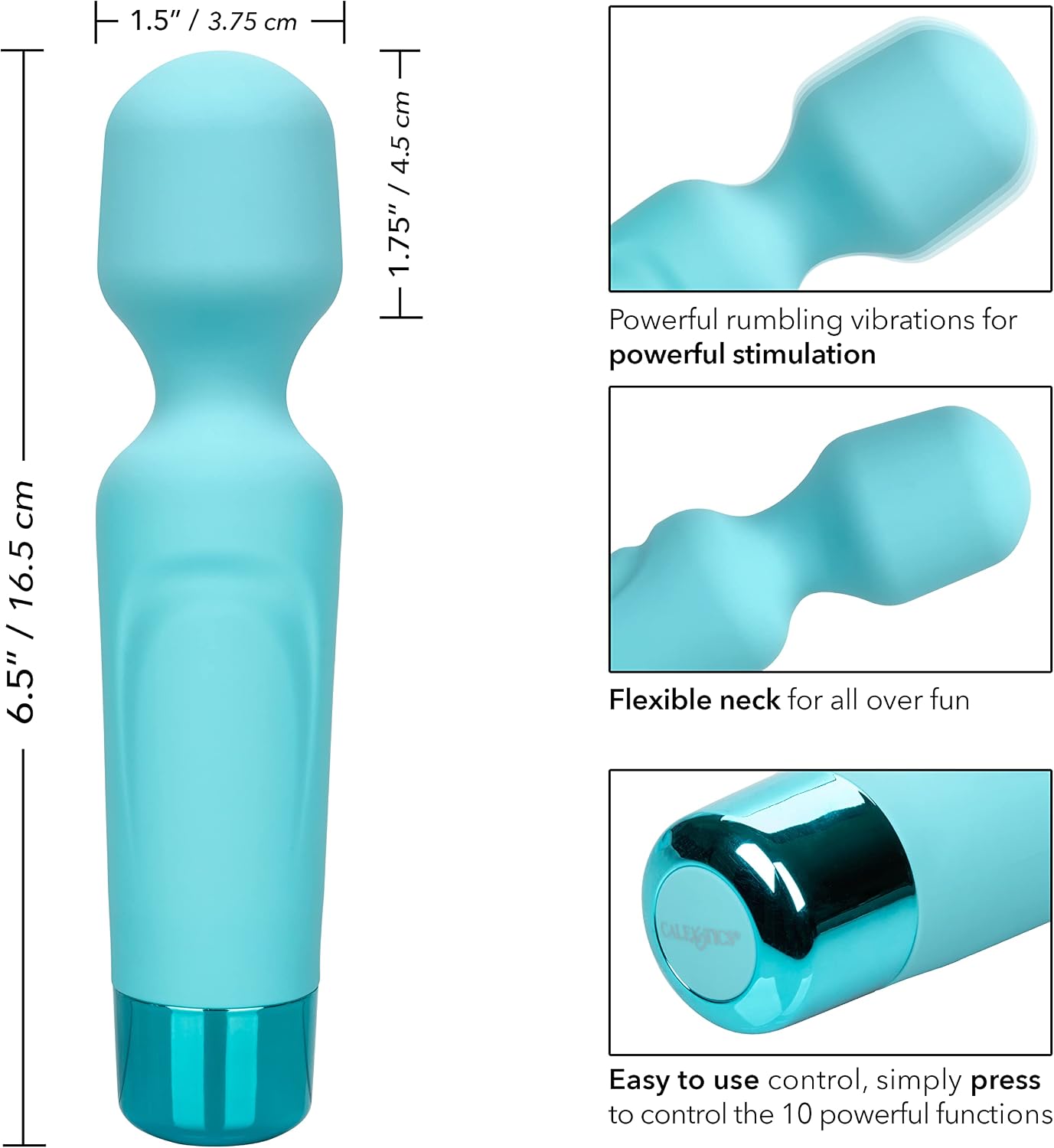 CalExotics Eden Vibrating Wand, 10 Function Waterproof Silicone Vibrator - SE-0736-47-3