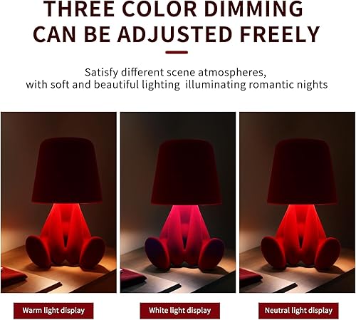 Miniatura 5 de Lámpara de mesa con control táctil de noche, lámpara de mesa LED con estatua de pensador dorada con puerto USB, 3 vías regulables, luz nocturna