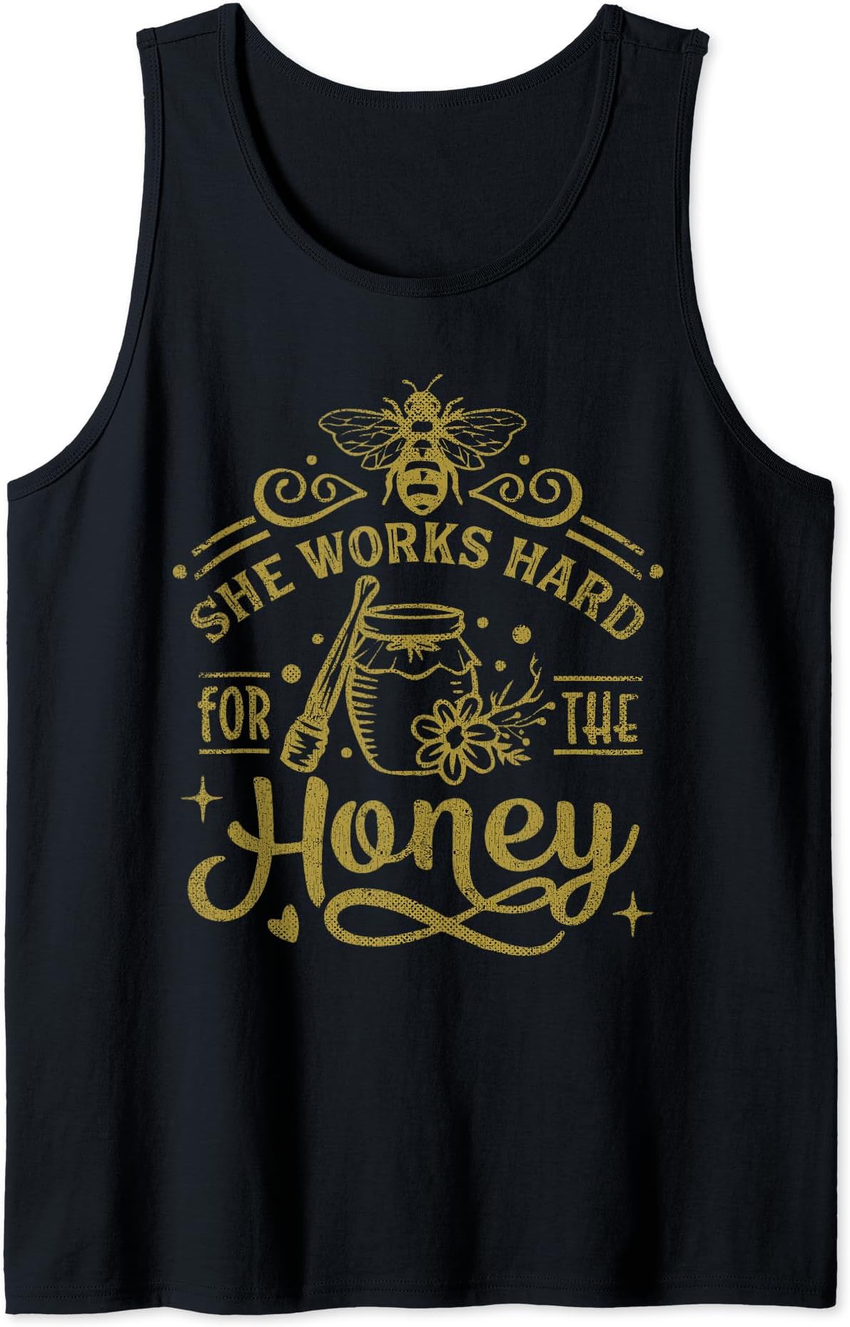 She Works Hard For The Honey Beekeeping Funny Bee Keeper Tank Top