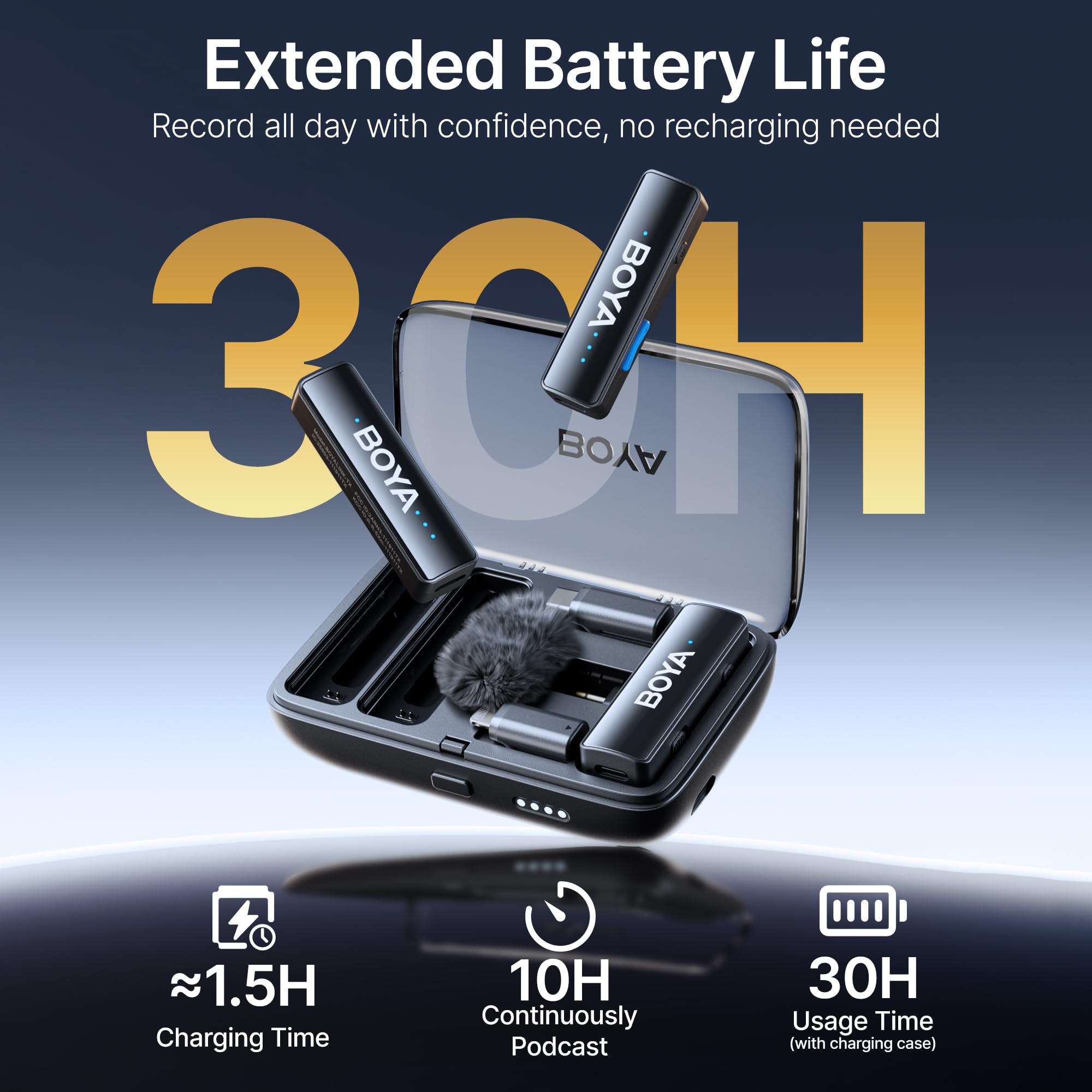 BOYA  Wireless Lavalier Microphone for iPhone/Camera/Android/PC, 3-in-1 RX, Mini Lapel Mic, 48kHz 24bit, 1000ft, 30h Use, 2 Level Noise reduction, Clip on Mic with USB-C/Lightning/3.5mm Plug: BOYALINK 2