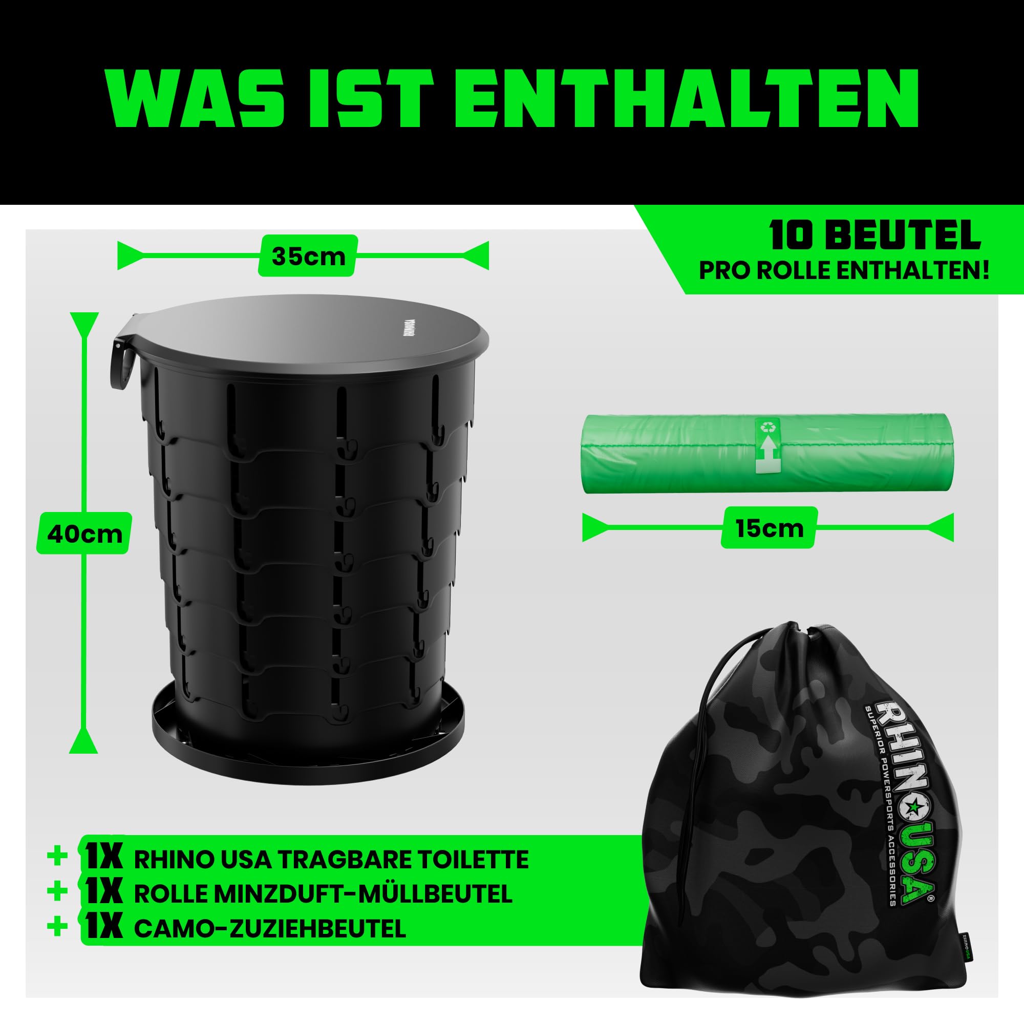 Rhino USA Tragbare Toiletten- und Toilettenbeutel