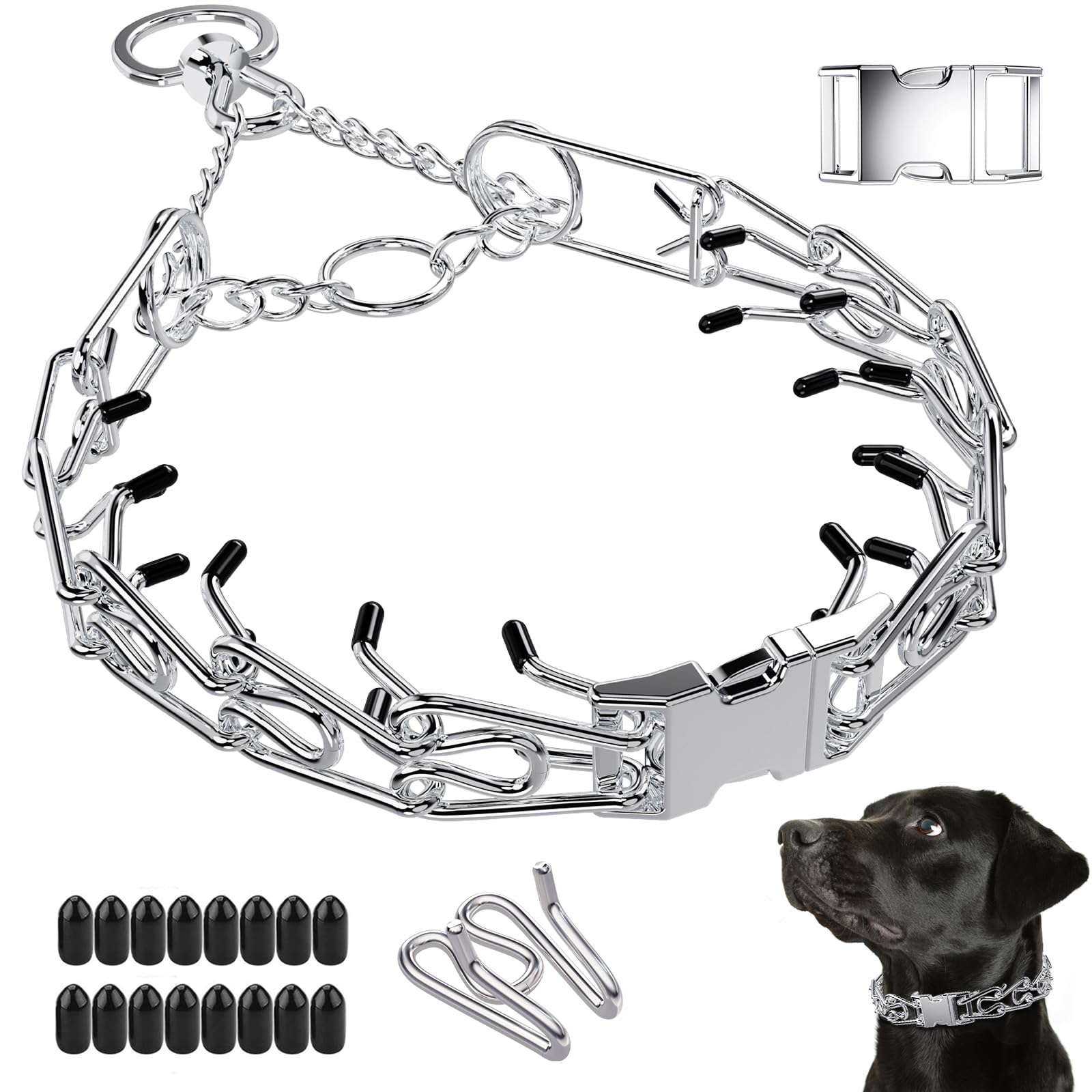 Supet Adjustable No Pull Dog Collar, Training Collar with Quick Release Buckle for Small Medium Large Dogs