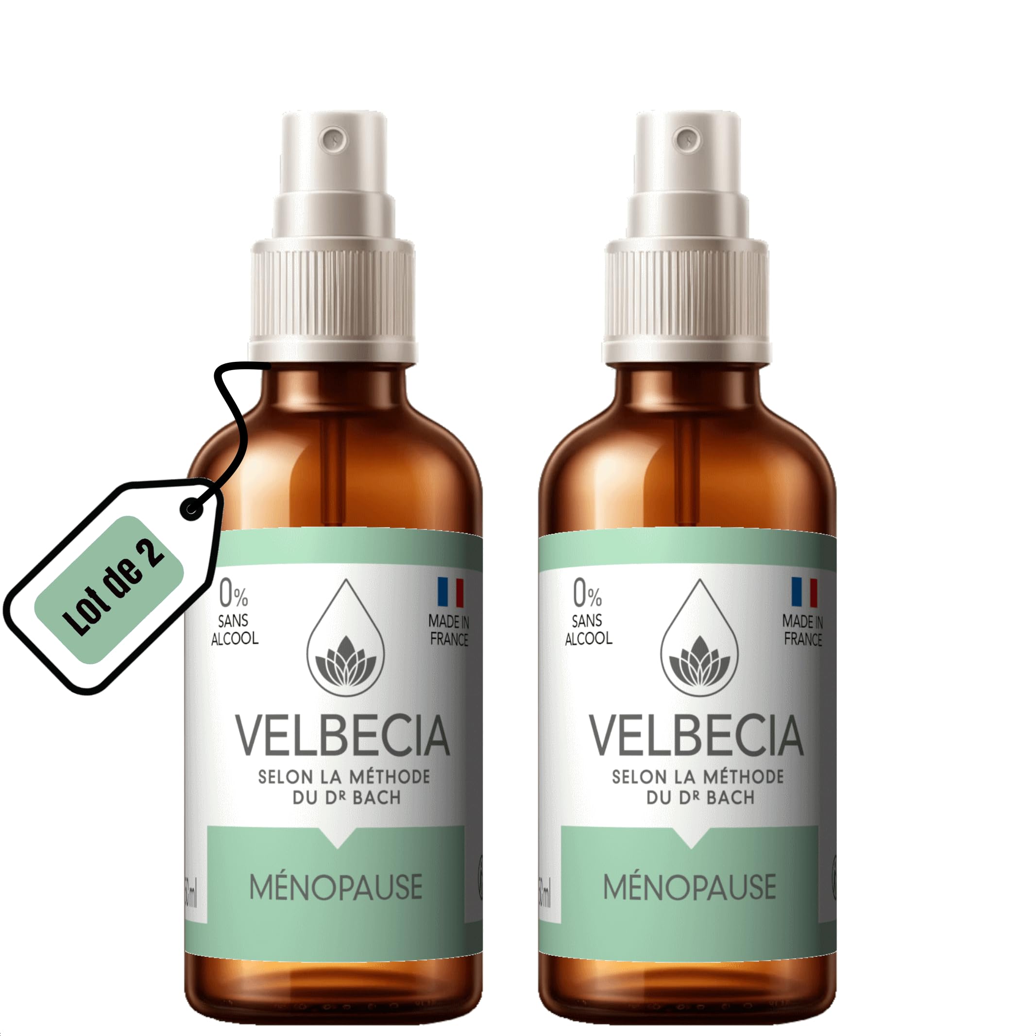 Velbecia® Fleurs de Bach Ménopause 50ml +1 OFFERT - SANS ALCOOL - Bouffées de chaleur, sommeil perturbé, sueurs nocturnes, irritabilité, sautes d’humeur