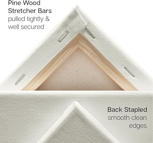 Miniatura 4 de KINGART 856-8 - Lienzo de artista estirado blanco de 4 x 4 pulgadas con caballetes, paquete económico de 8 unidades cada uno. Lienzos cuadrados y