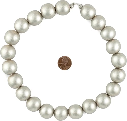 Miniatura 2 de The Bead Chest cuentas de madera natural de 20 mm en plata envejecida para hacer joyas cuentas espaciadoras de madera suelta redondas