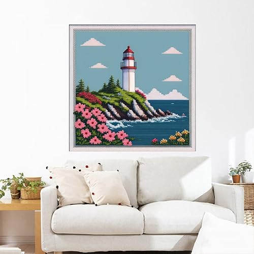 Miniatura 2 de Joyhoor Kits de punto de cruz para principiantes, suministros de punto de cruz estampados, kits de bordado de costura preimpresión para adultos,