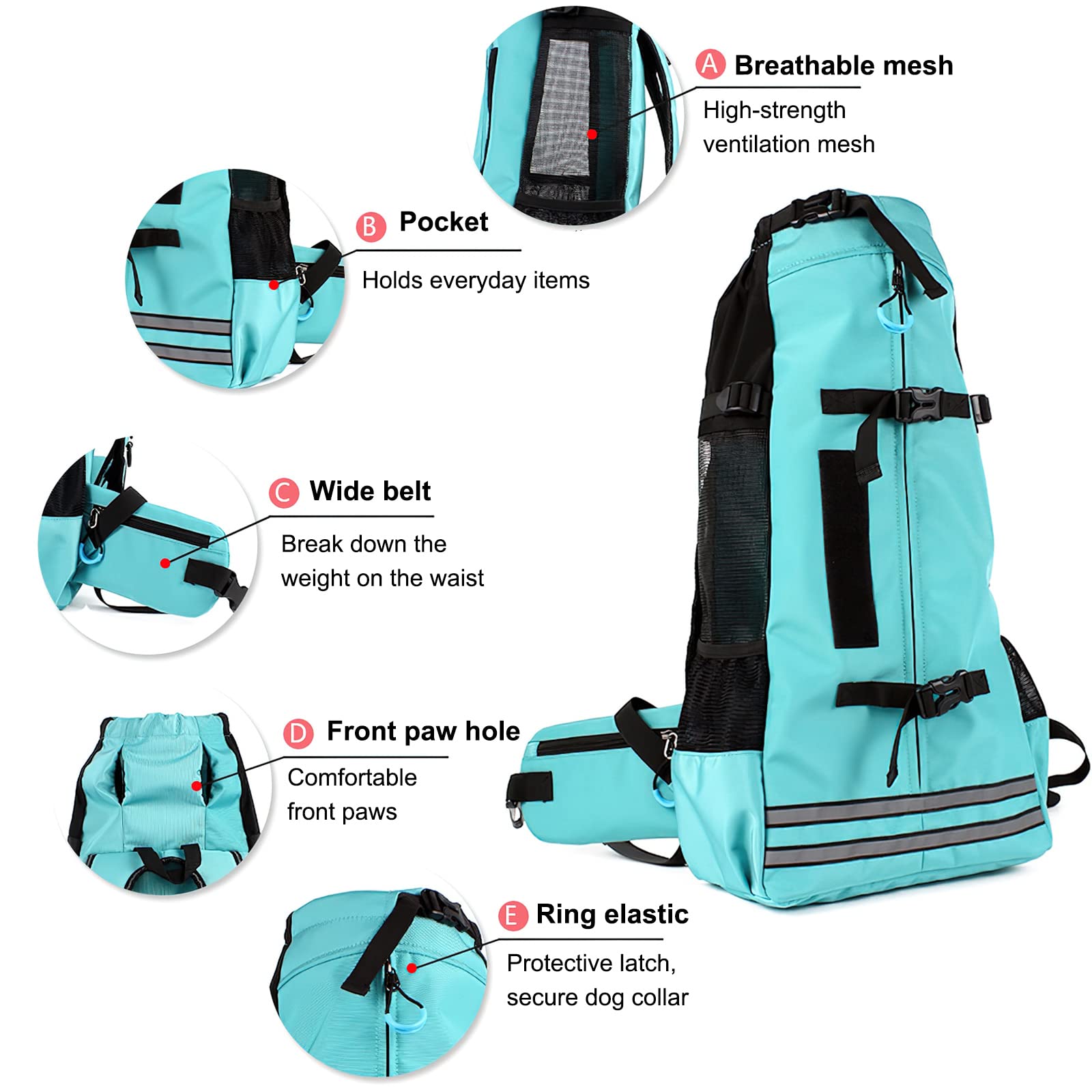 Galatée Mochila para Perros, Mochila para Perros Ajustable para Perros Pequeños y Medianos, Mochila para Mascotas para Caminar Al Aire Libre Senderismo Escalada De Montaña Viajes(M, Negro)