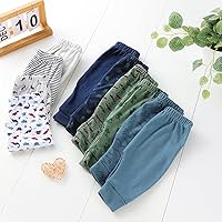 Vista 2 de Hakochia Pantalones para bebé para niños y niñas 100% algodón, suaves, cómodos, con amplio espacio para pañales, 0-36 meses
