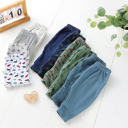 Miniatura 2 de Hakochia Pantalones para bebé para niños y niñas 100% algodón, suaves, cómodos, con amplio espacio para pañales, 0-36 meses