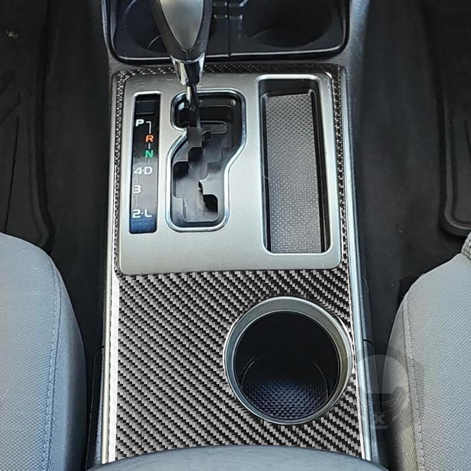 Real 3K Premium Carbon Fiber Car Center Console Water Cup Holder Panel Anti-Scratch Cover Decoration Sticker Compatible with Toyota Tacoma 2005-2015 Auto Interior Accessories Black