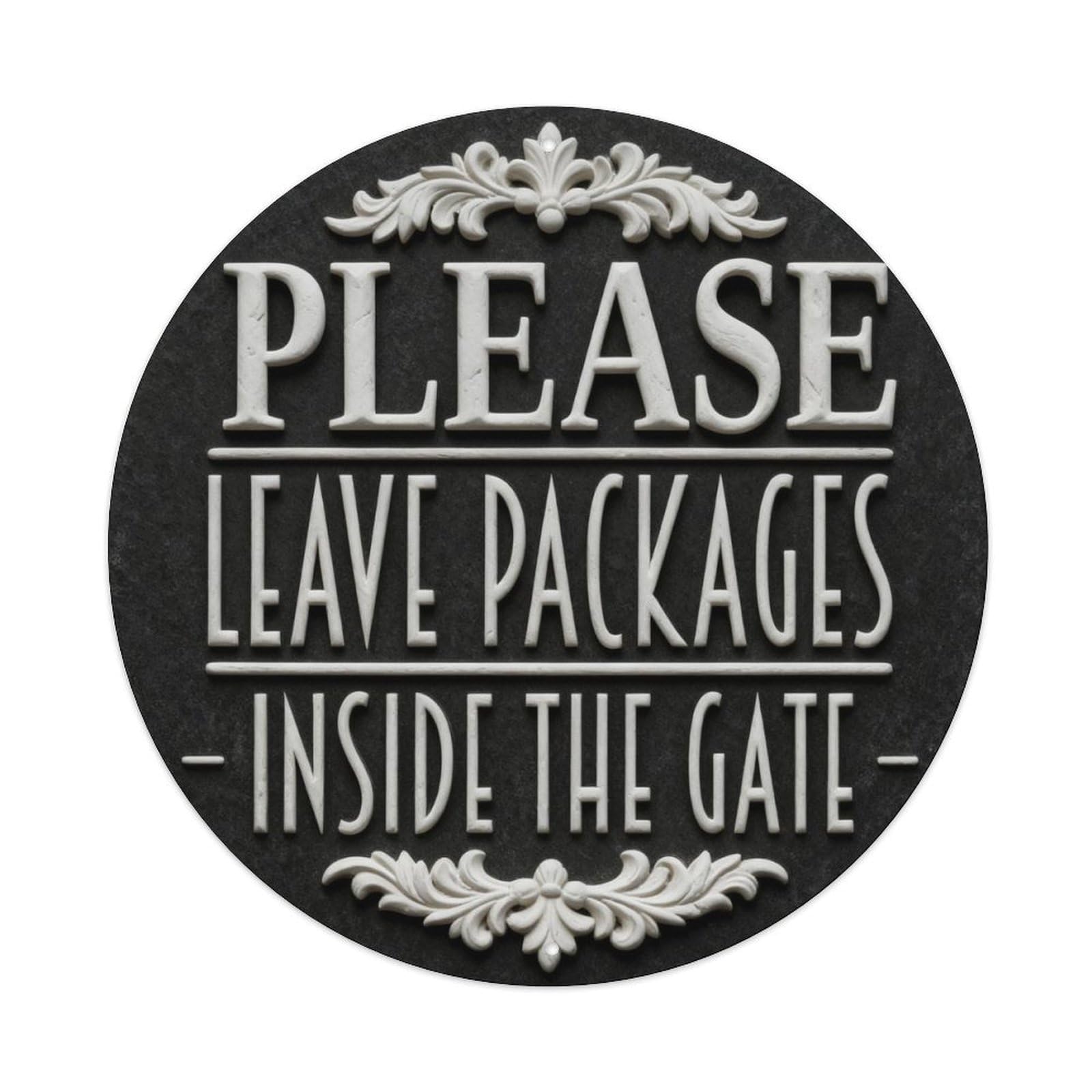 Please Leave Packages Inside The Gate Round Metal Tin Sign Vintage Wall Decor, Bar Garage Cafe Kitchen Home Wall Art Poster 8x8inches