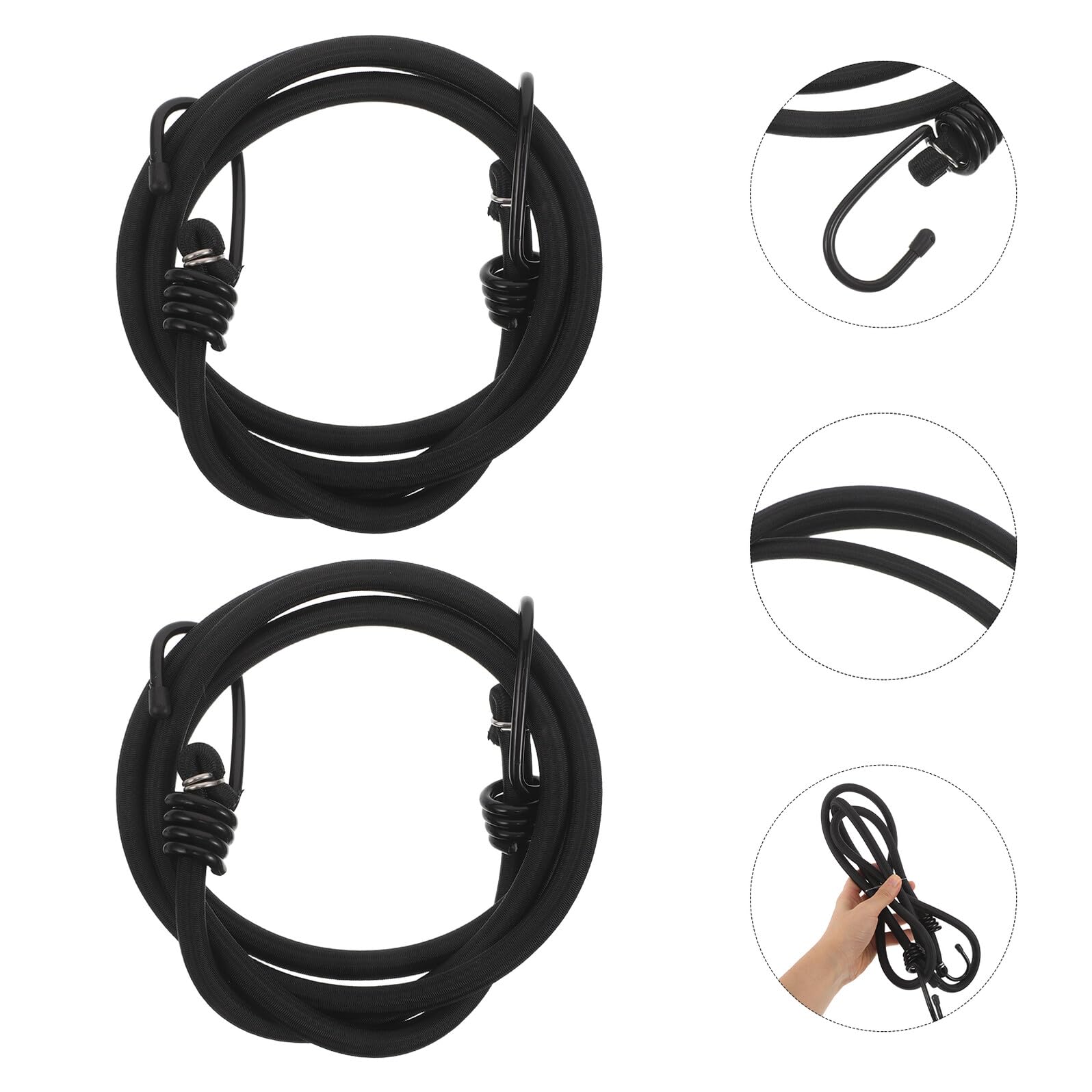 WOONEKY 2 Pezzi Della Elastica Tarp Tie Downs Corda Della Corde Elastiche Da Campeggio Corda Elastica Con Gancio Cinghie Di Teloni Corde Elastiche Multiuso Black