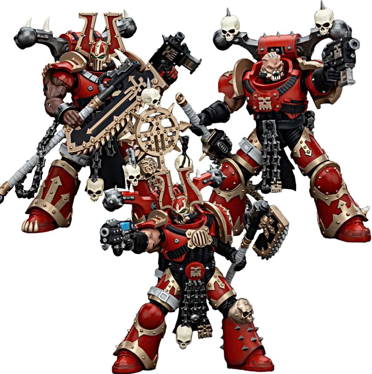 JOYTOY Warhammer 40k 1/18 Action Figure World Eaters Khorne Berzerker Set of 3 Figures 4.96-inch Collectible Gifts,Toys for Kids 15+ and Adults