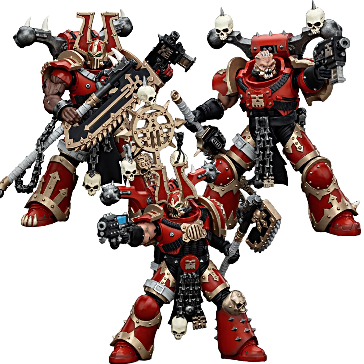 JOYTOY Warhammer 40k 1/18 Action Figure World Eaters Khorne Berzerker Set of 3 Figures 4.96-inch Collectible Gifts,Toys for Kids 15+ and Adults