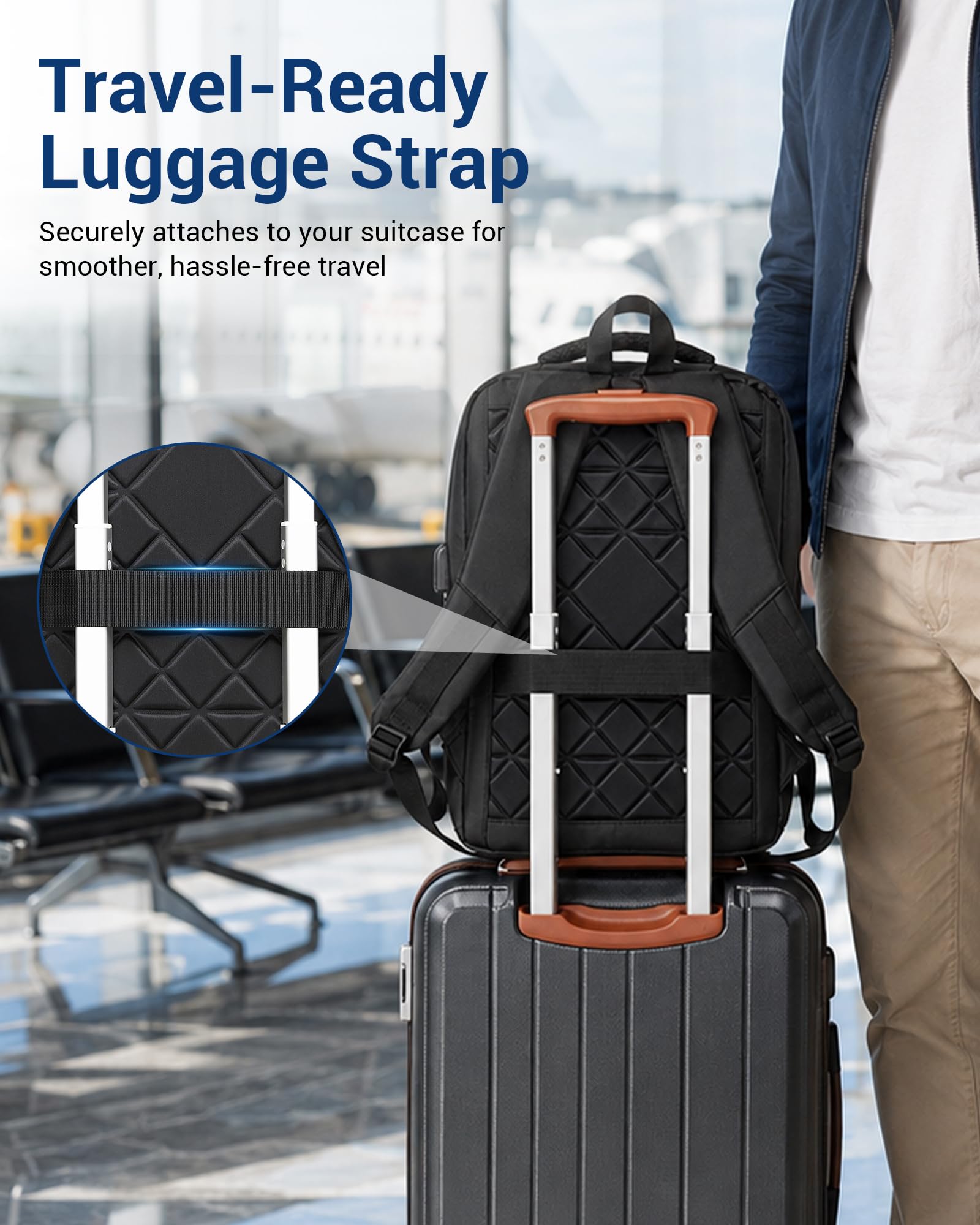 Zaino Porta PC 15,6 Pollici Uomo Donna, Zaino da Lavoro e Business con Porta USB, Leggero per Viaggi, Ufficio, Università e Uso Quotidiano - Nero