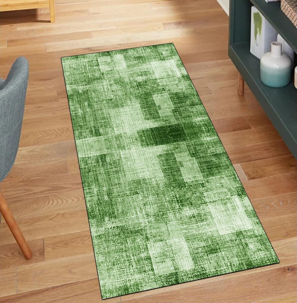 Tapis de couloir antidérapant design vert foncé pour réveiller la décoration